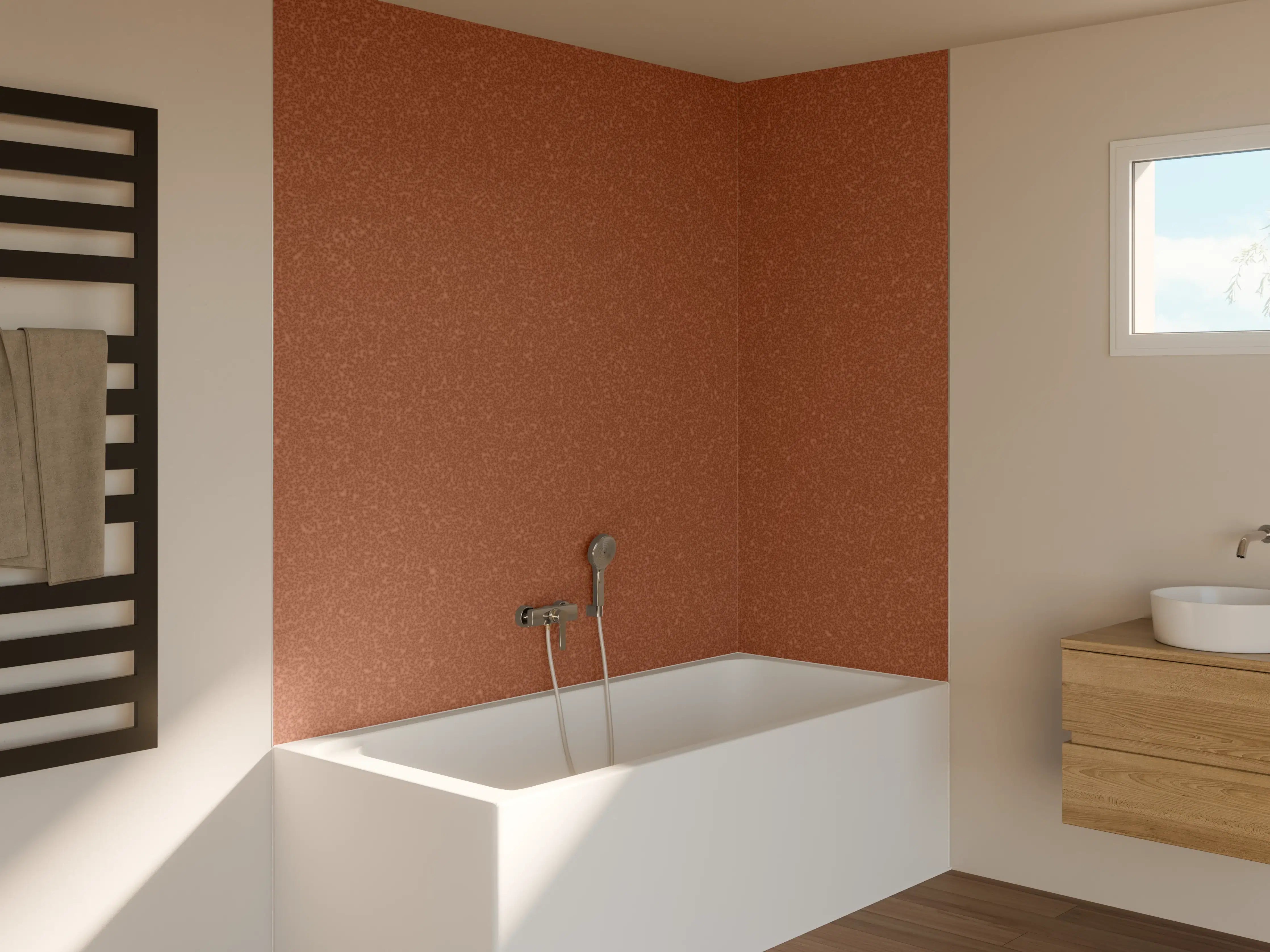 Badewannen-Rückwand - Bräunlicher Hintergrund - Zimtfarbe