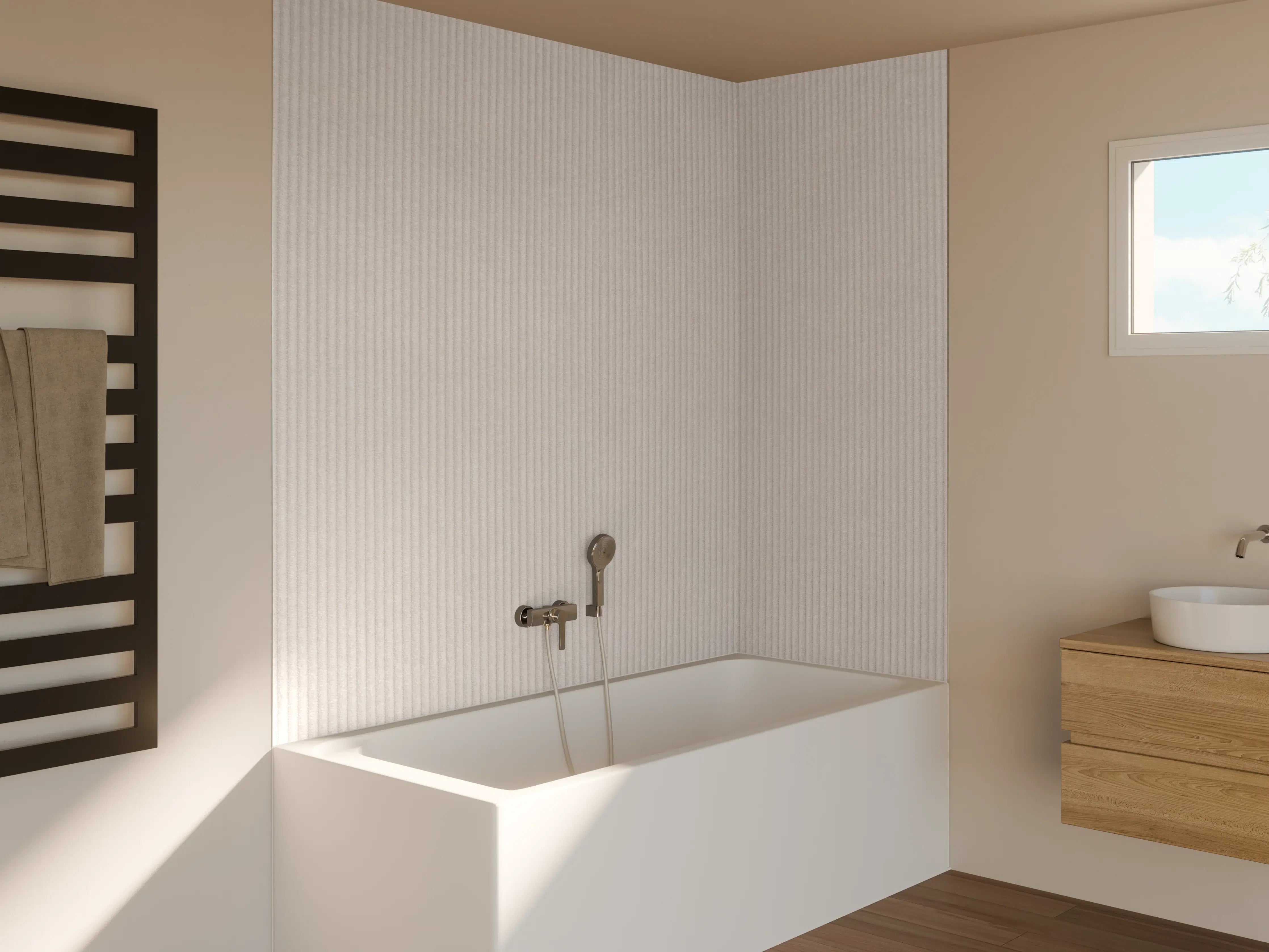 Badewannen-Rückwand - Bräunliches Kord Textil