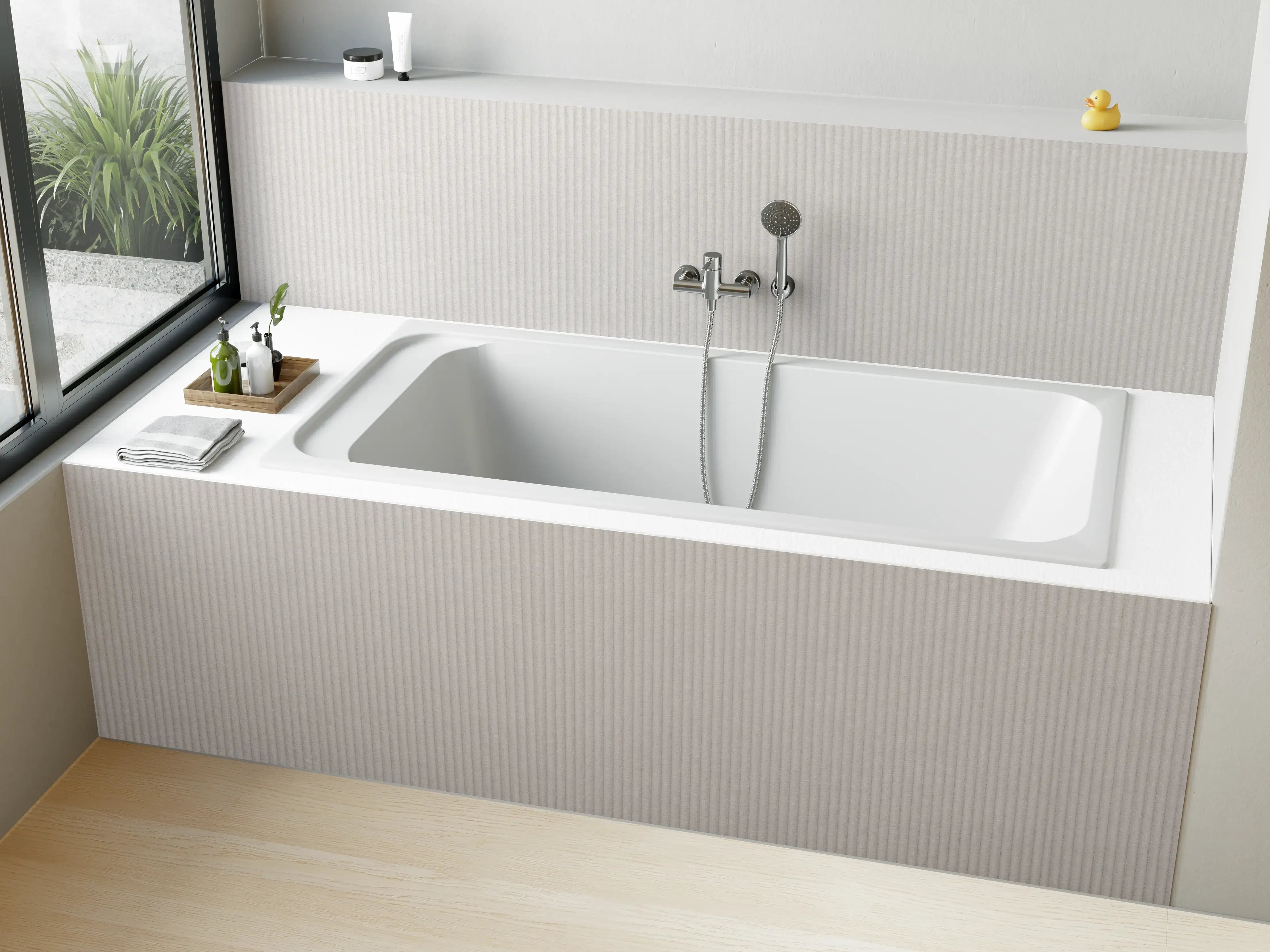 Badewannen-Rückwand - Bräunliches Kord Textil