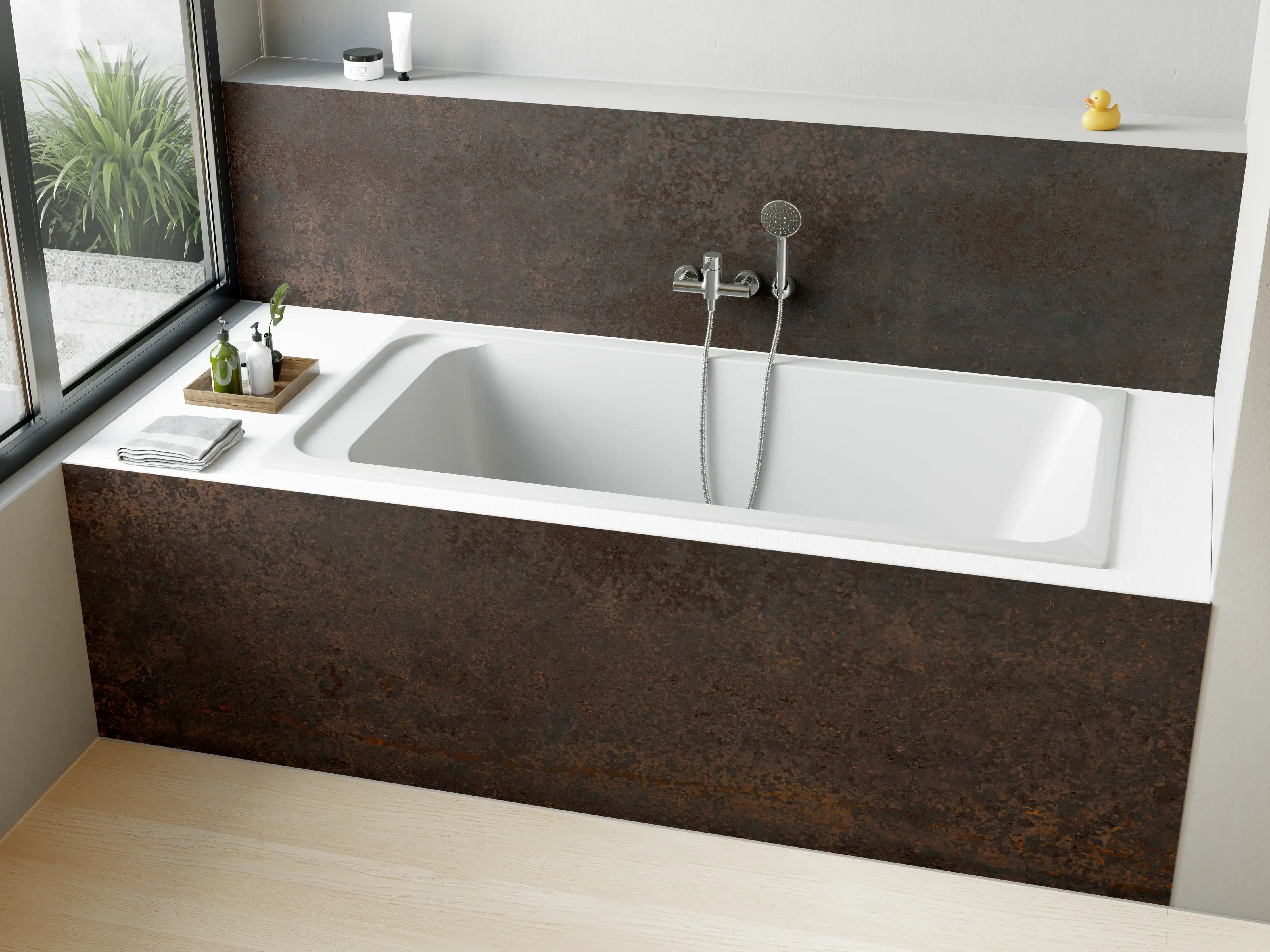 Badewannen-Rückwand - Braun-Grauer Zement