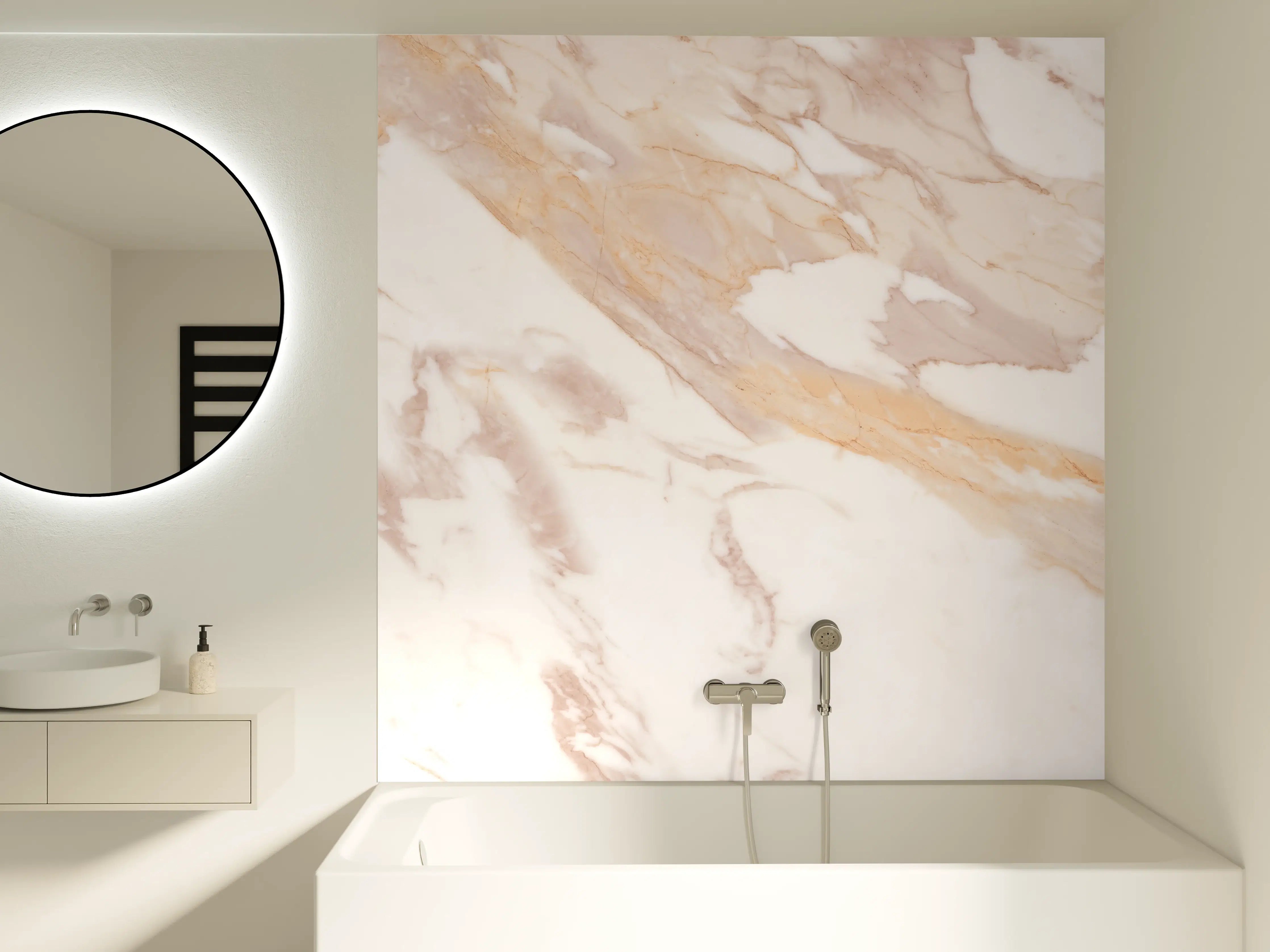 Badewannen-Rückwand - Braun-beiger Marmor