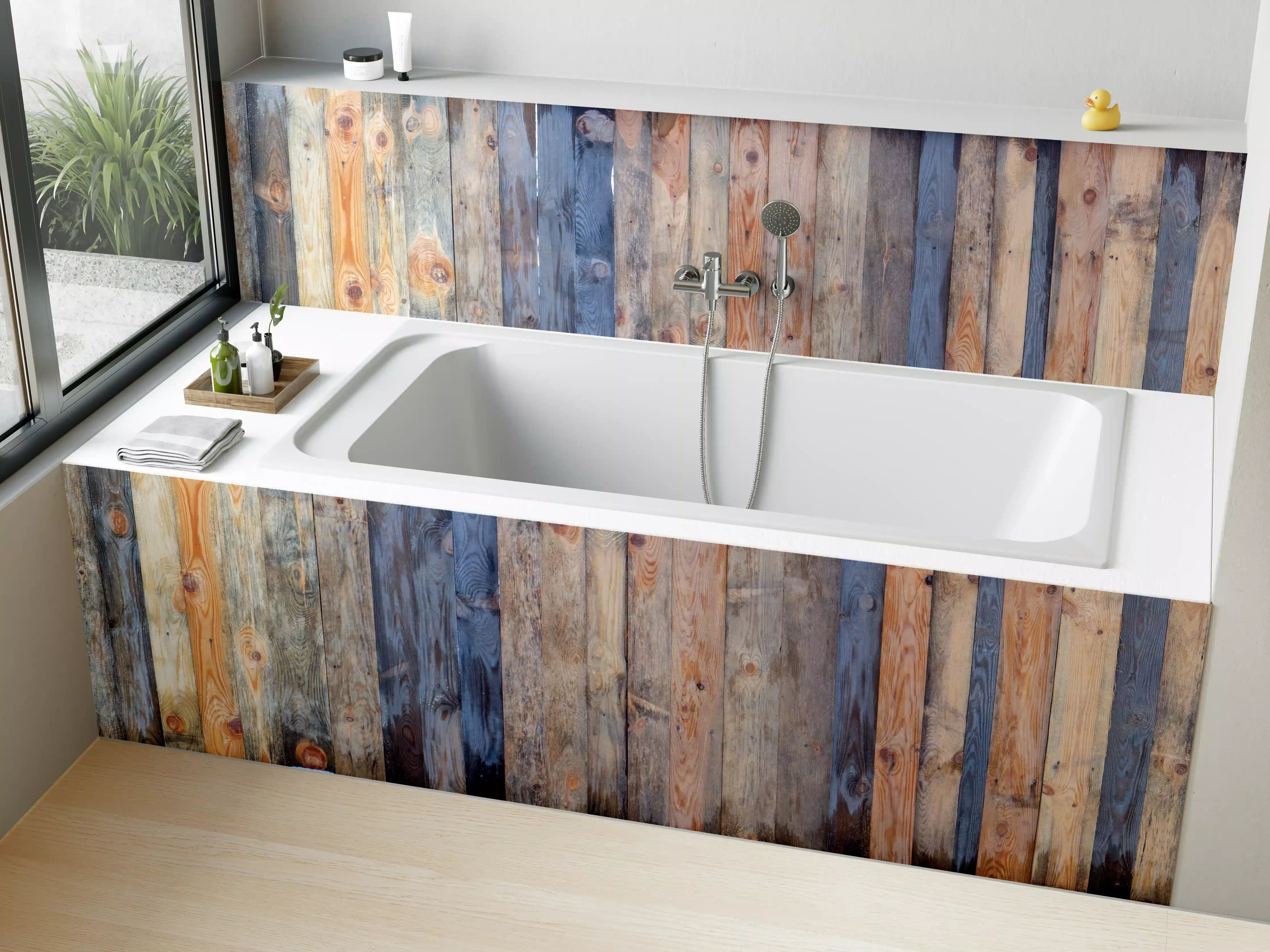 Badewannen-Rückwand - Braune Holz Wandtextur
