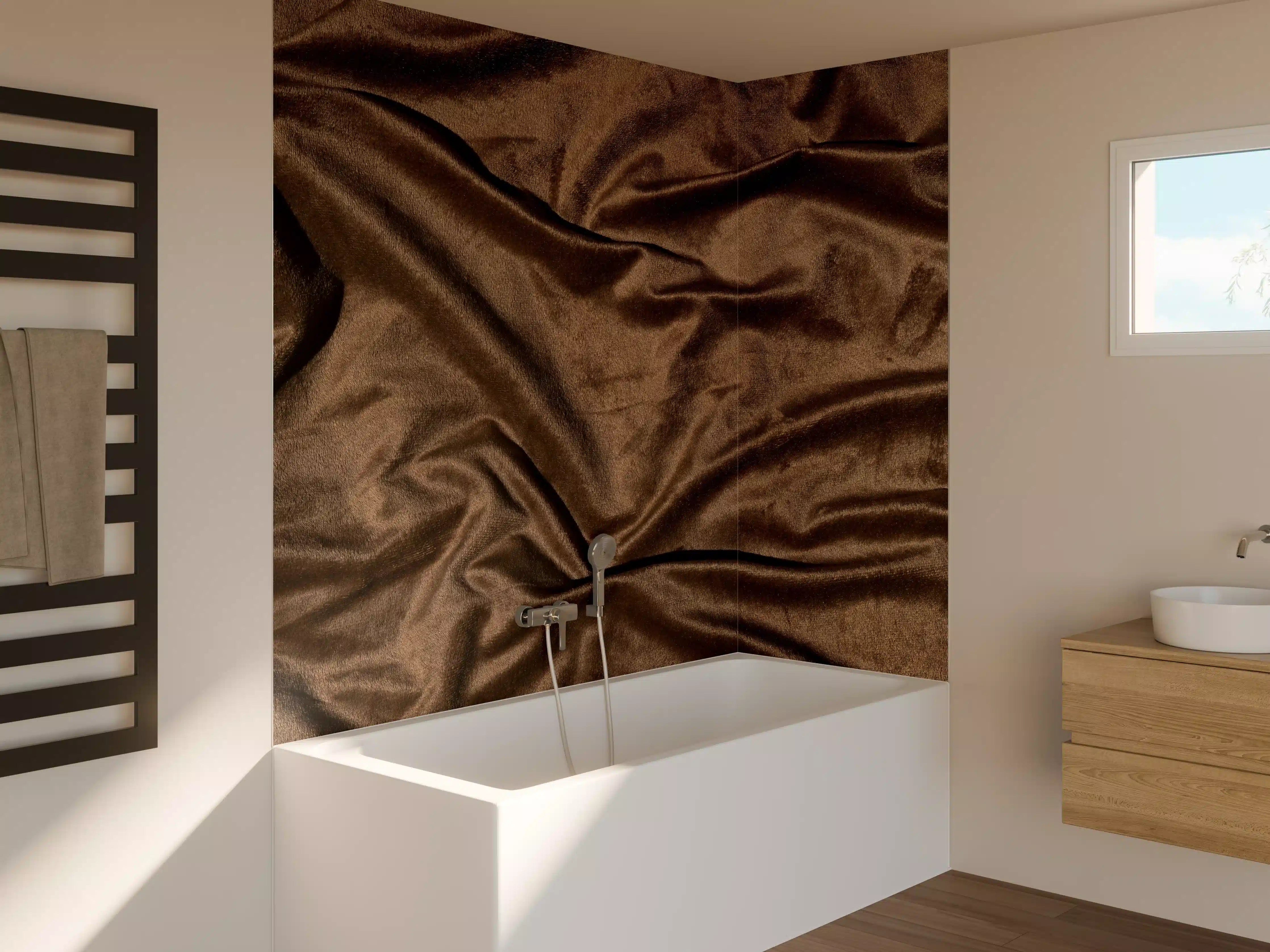 Badewannen-Rückwand - Braune Satin Seide