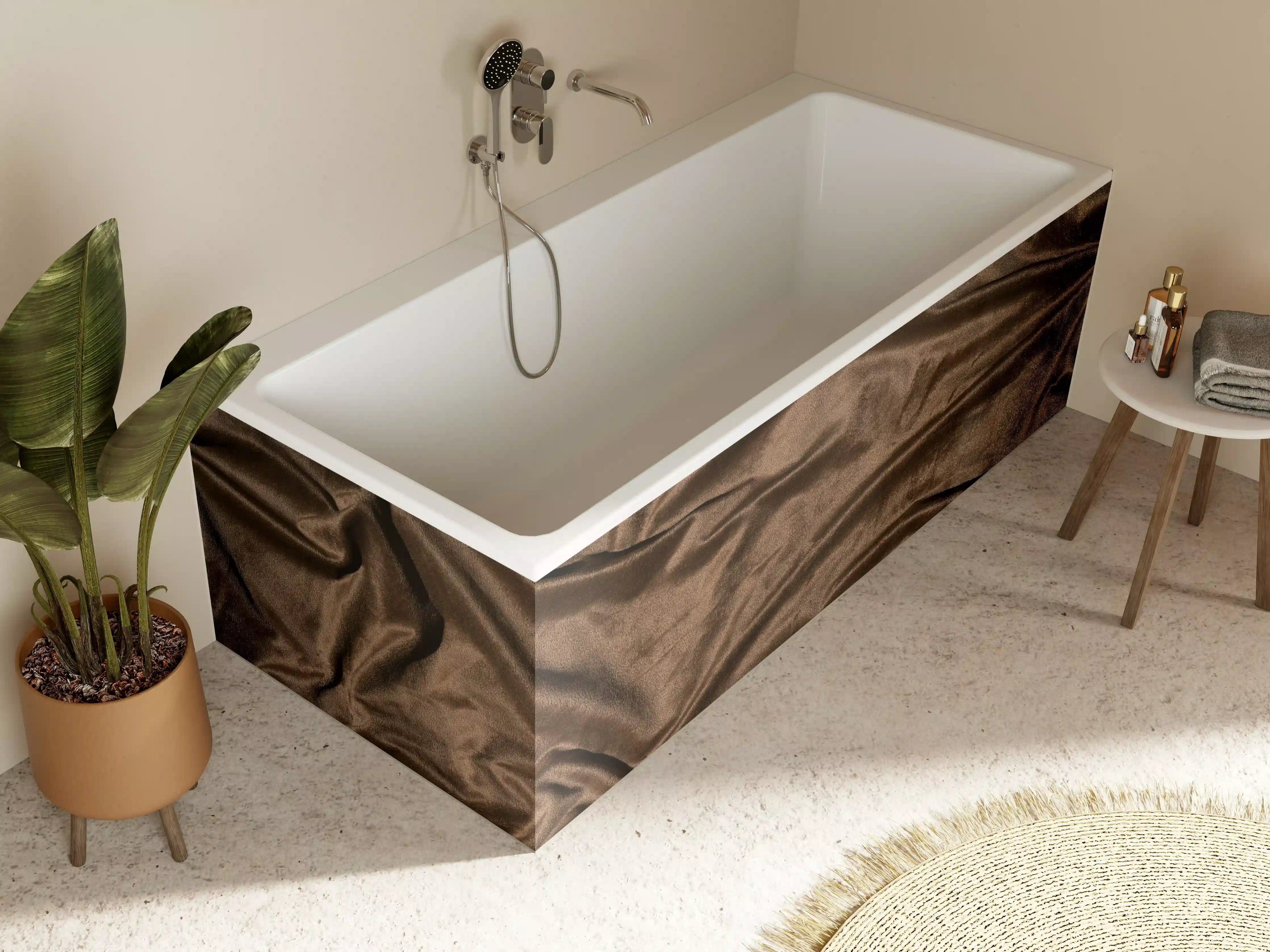 Badewannen-Rückwand - Braune Satin Seide