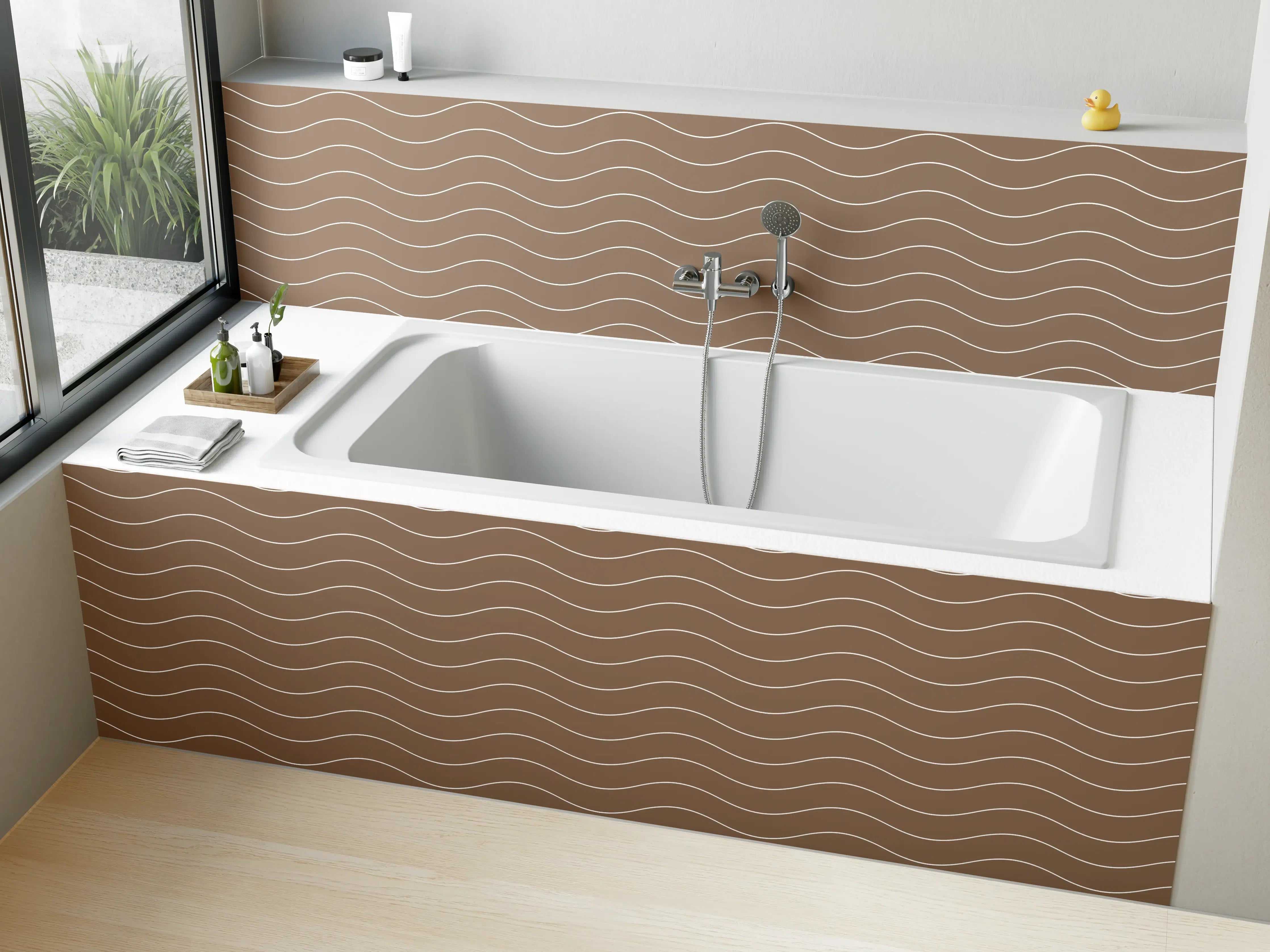 Badewannen-Rückwand - Braune Wasserwellen Muster
