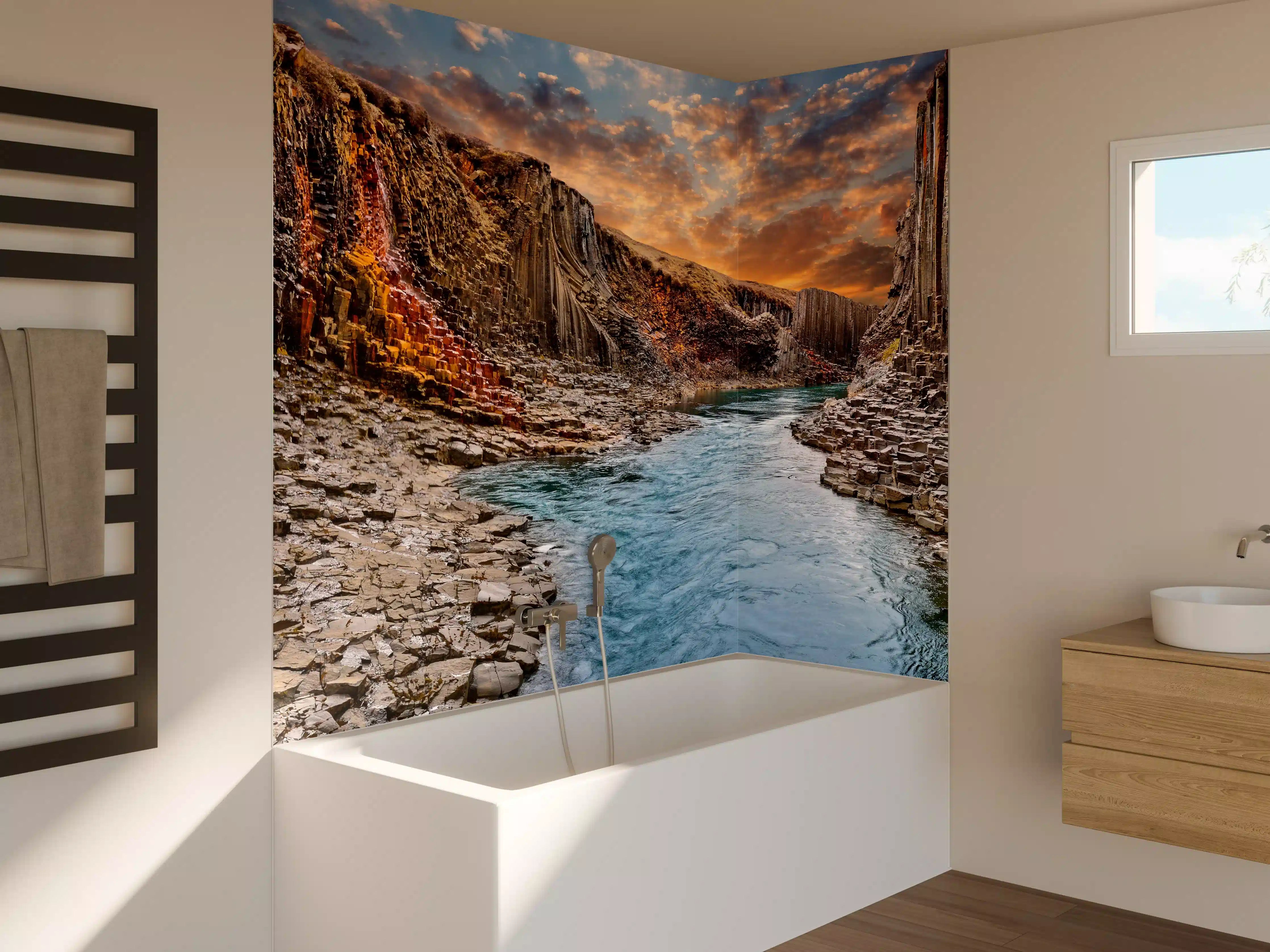 Badewannen-Rückwand - Brillante Aussicht auf die Basaltschlucht 