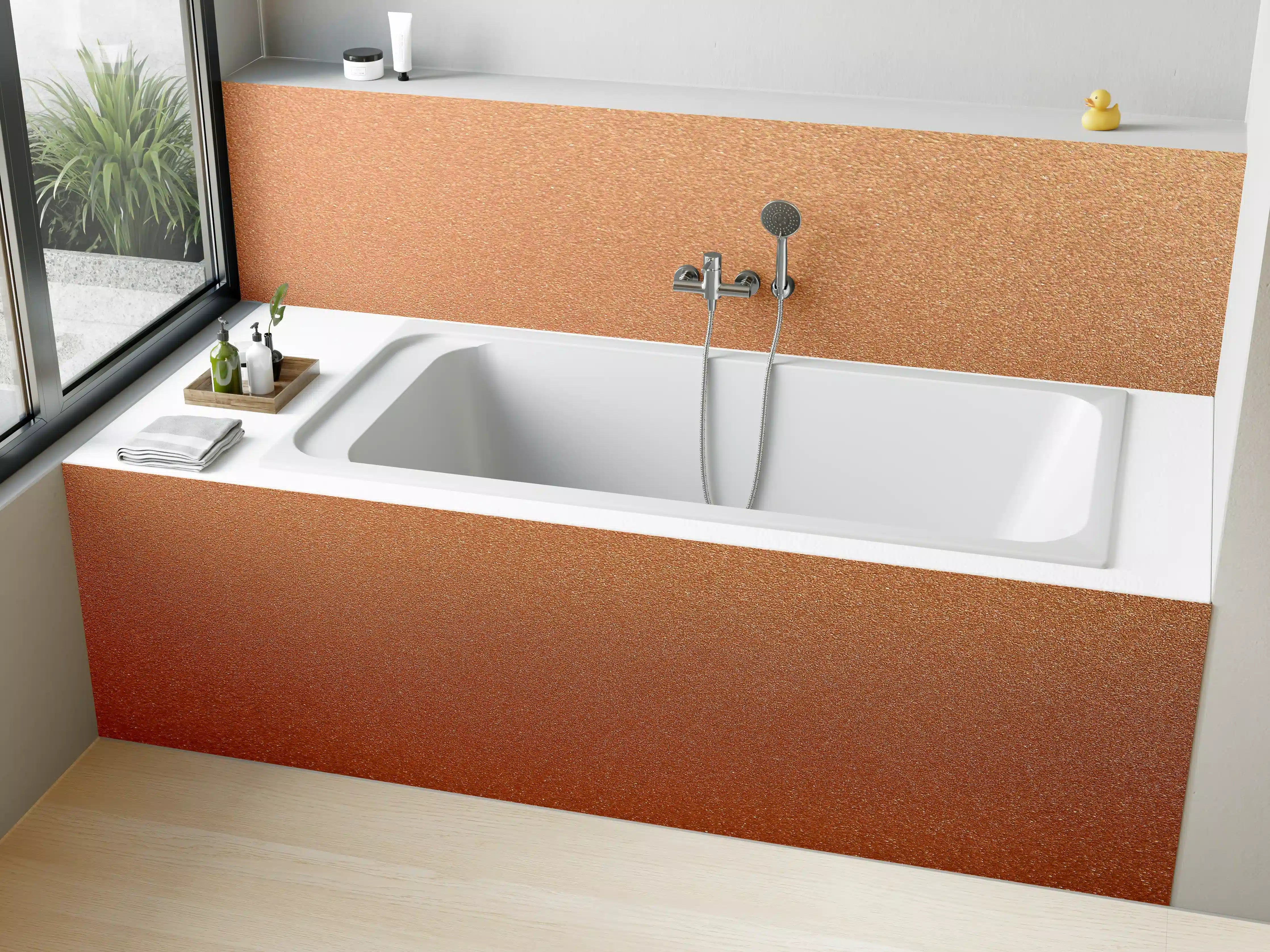 Badewannen-Rückwand - Bronze Textur Panorama Hintergrund