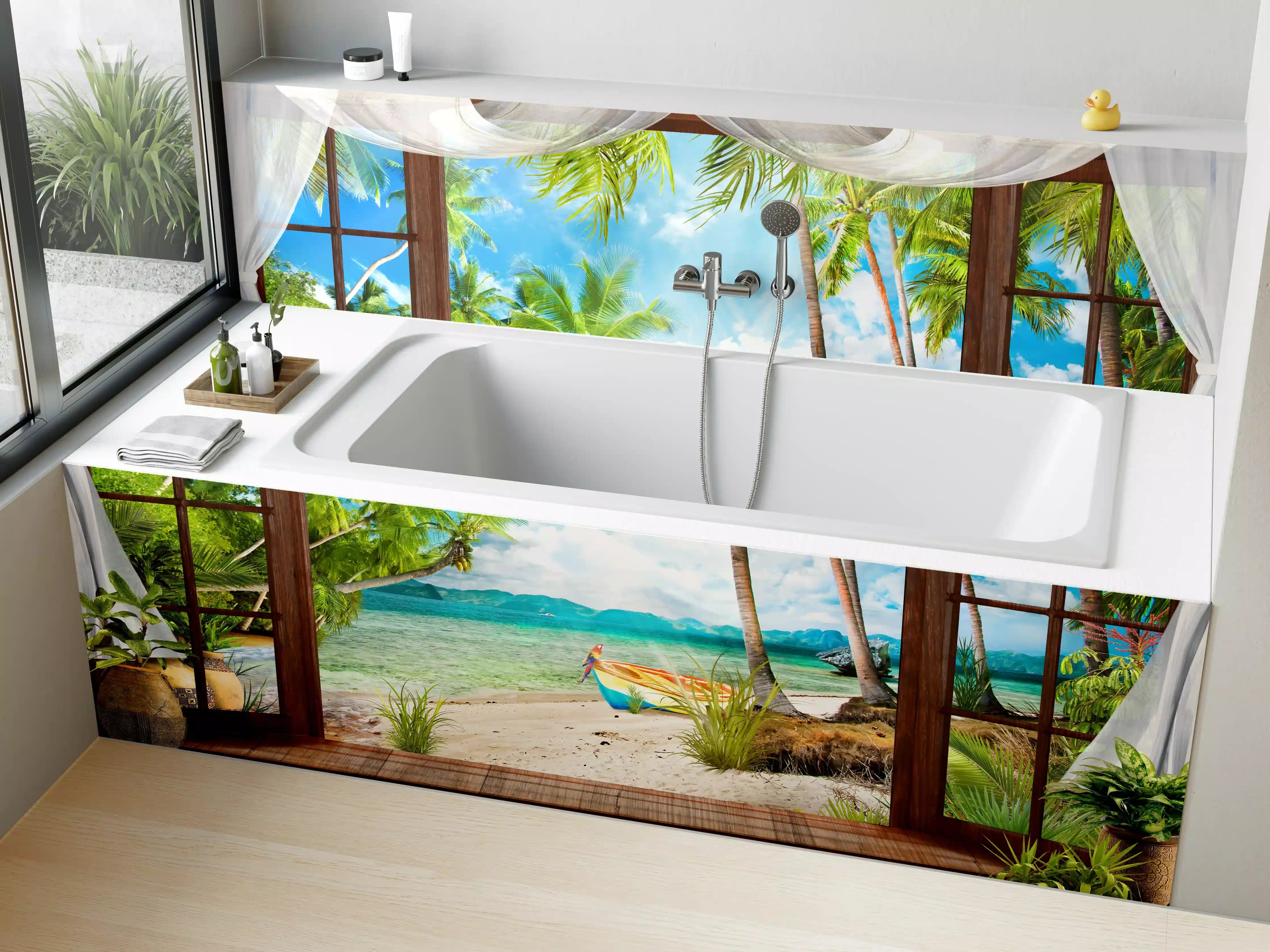 Badewannen-Rückwand - Bungalow mit Blick aufs Meer