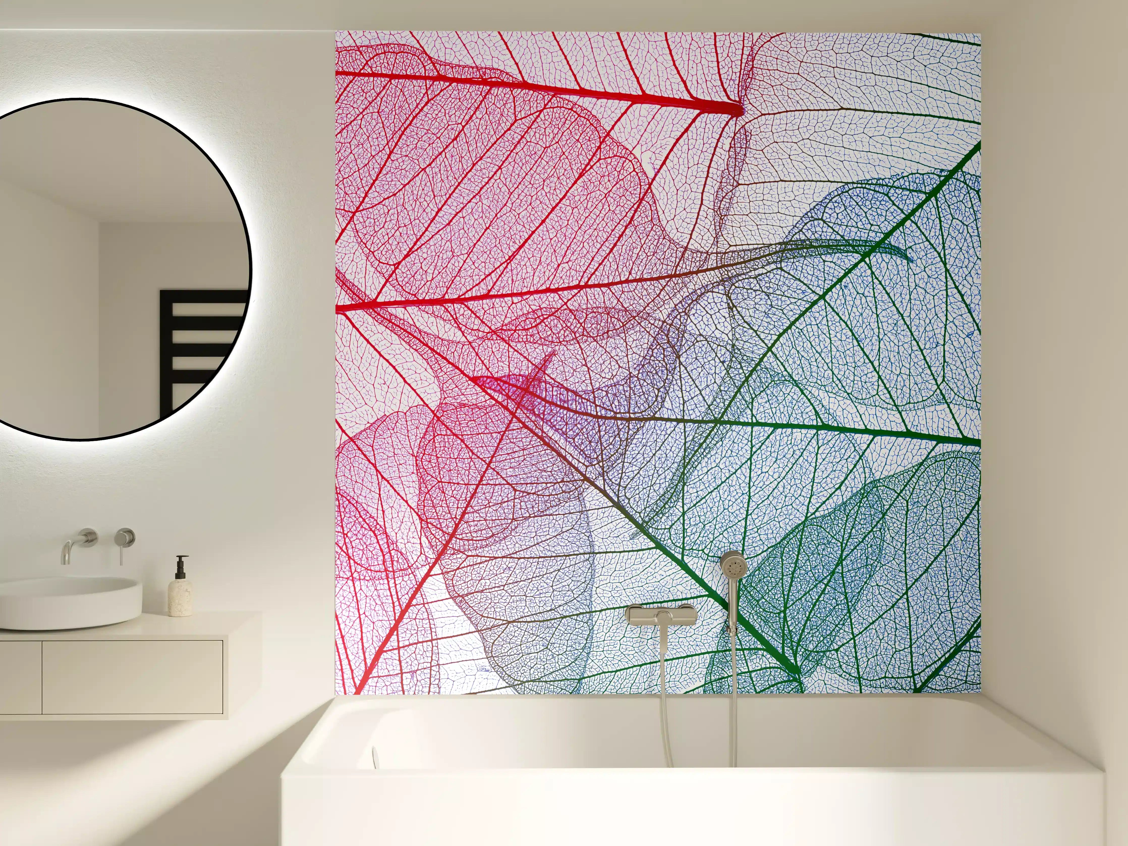 Badewannen-Rückwand - Bunte Blattadern Textur