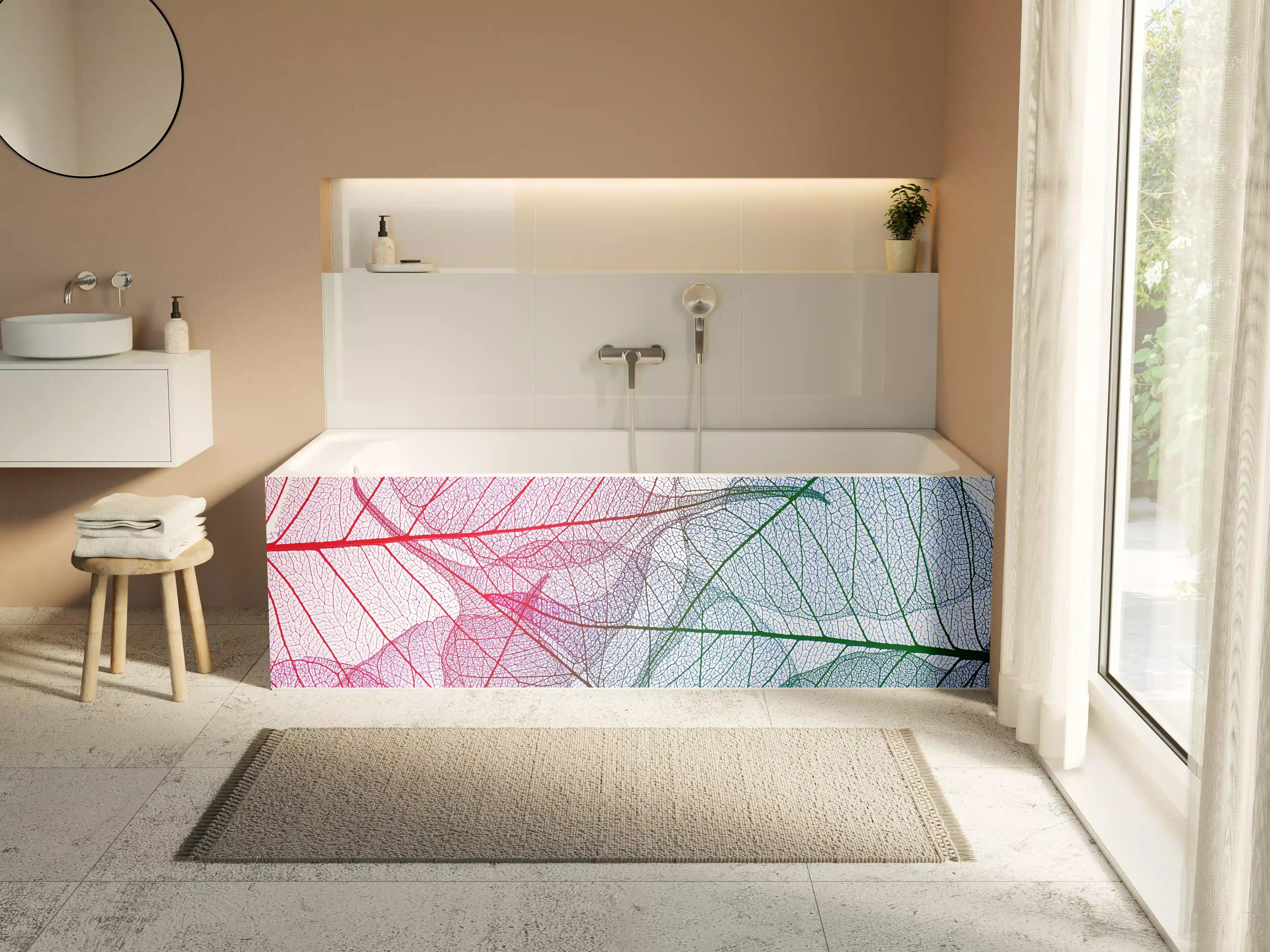 Badewannen-Rückwand - Bunte Blattadern Textur