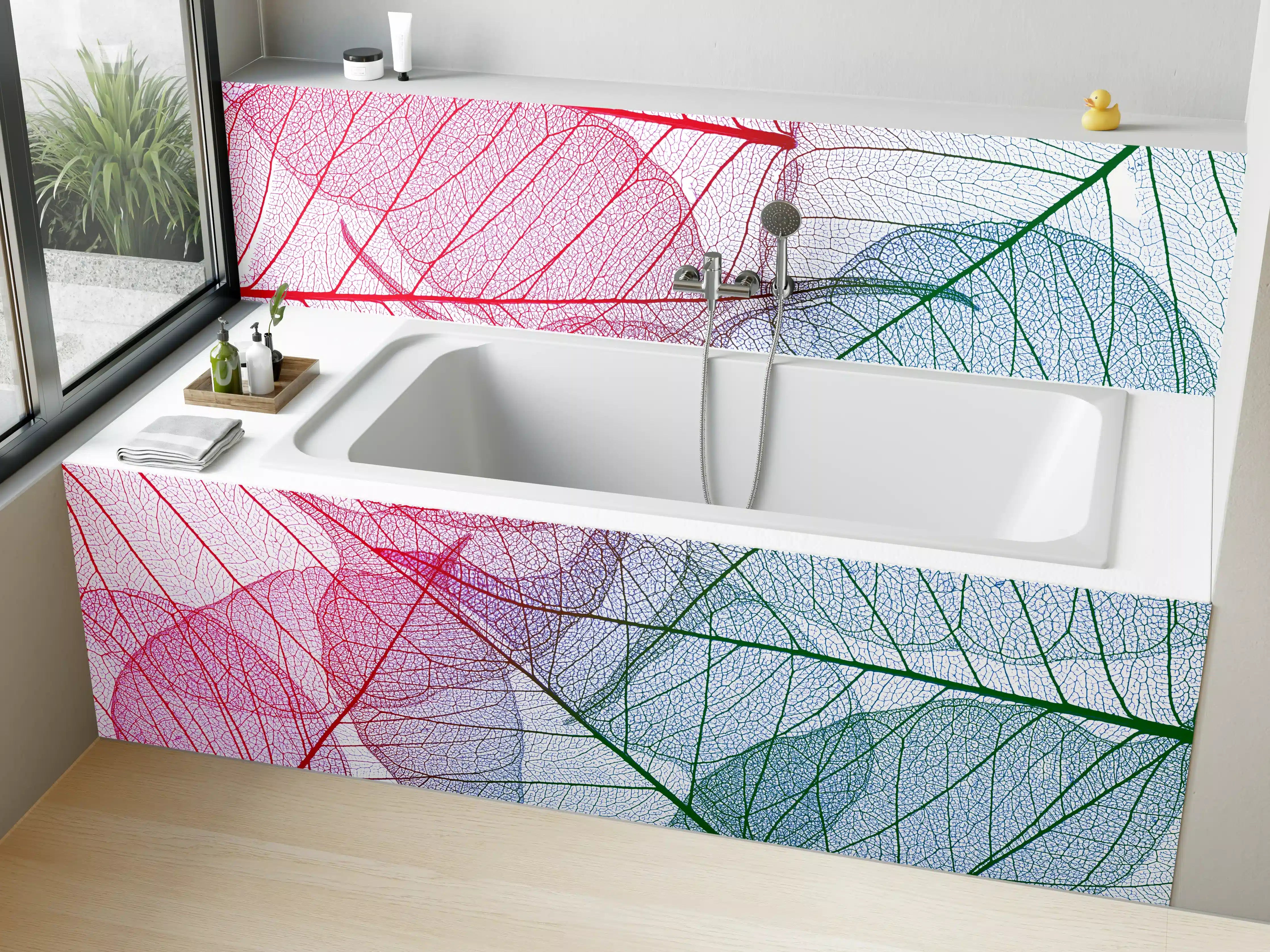 Badewannen-Rückwand - Bunte Blattadern Textur