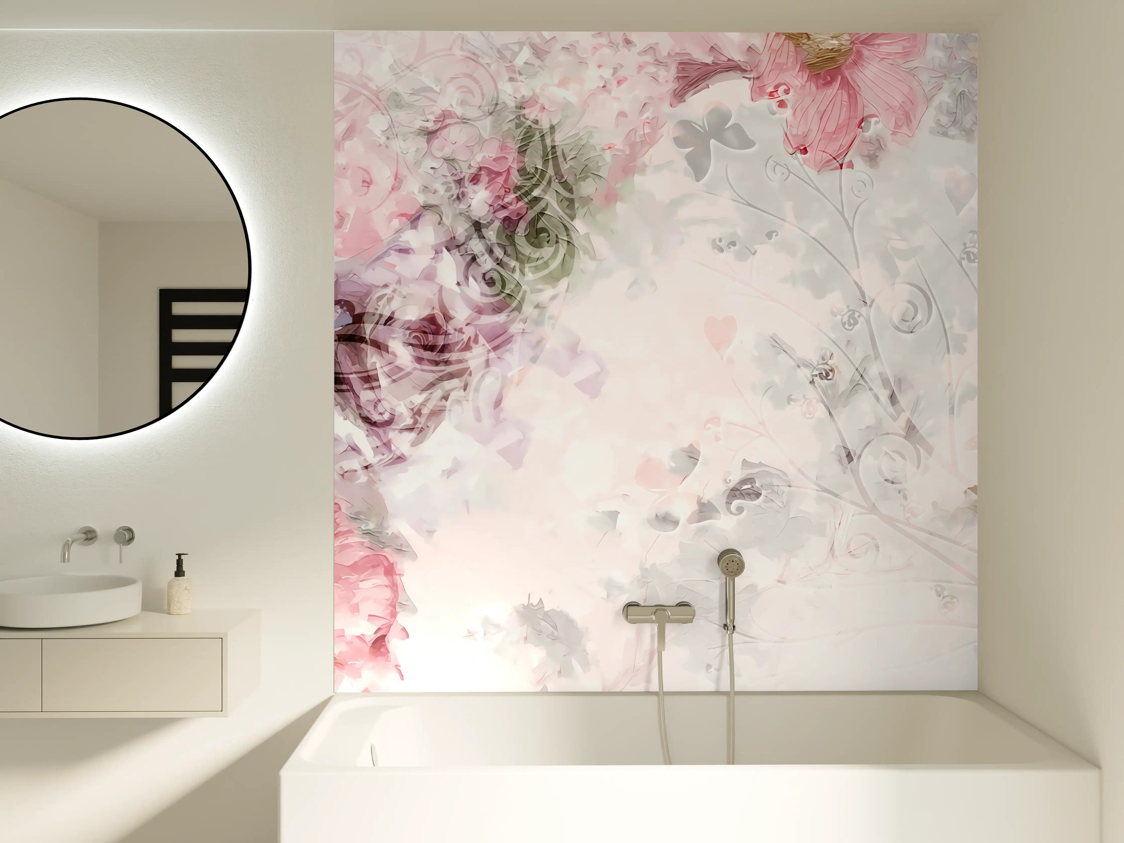 Badewannen-Rückwand - Bunte Blumen - Pastell Farben