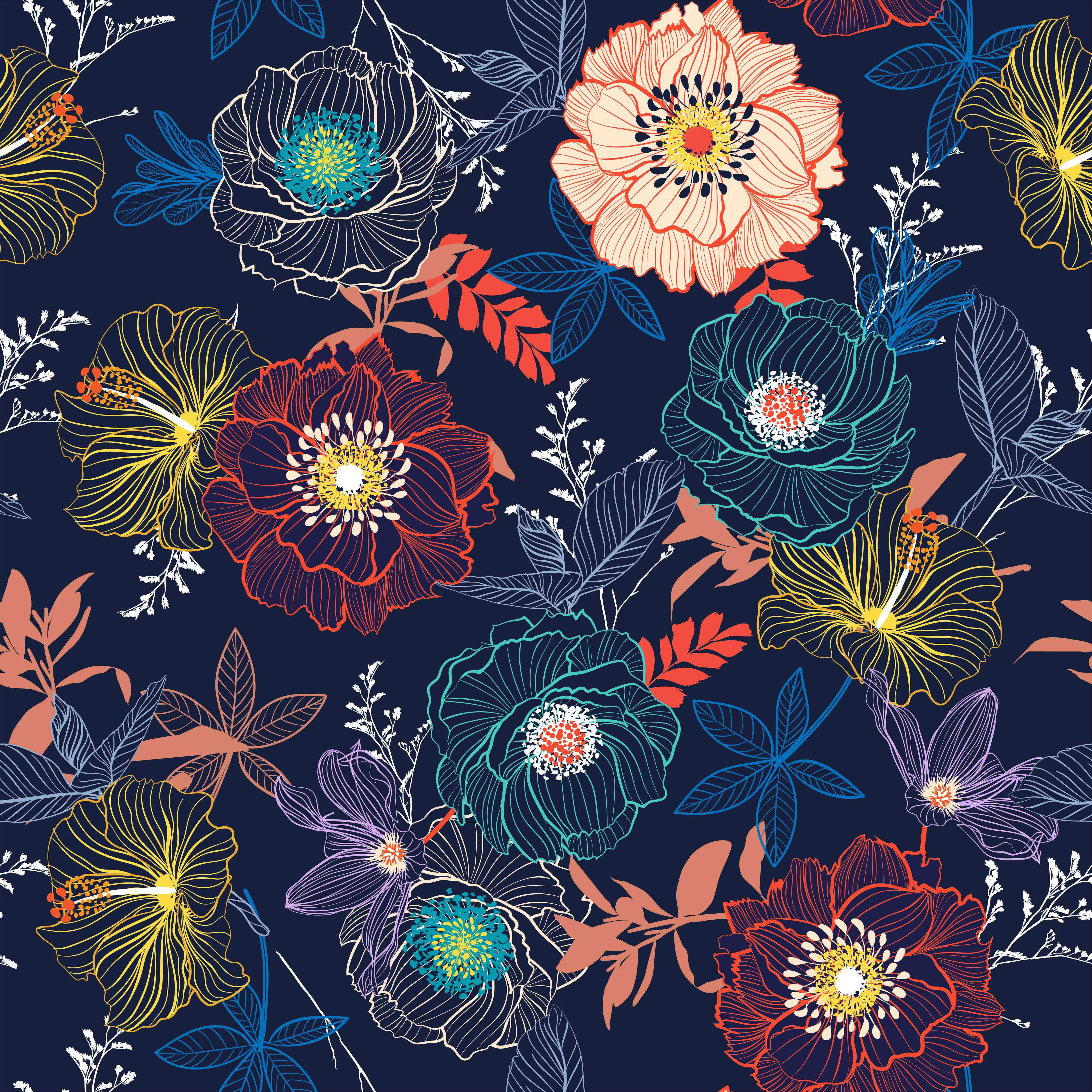 Badewannen-Rückwand-Bunte Blumen Nachtgarten Muster