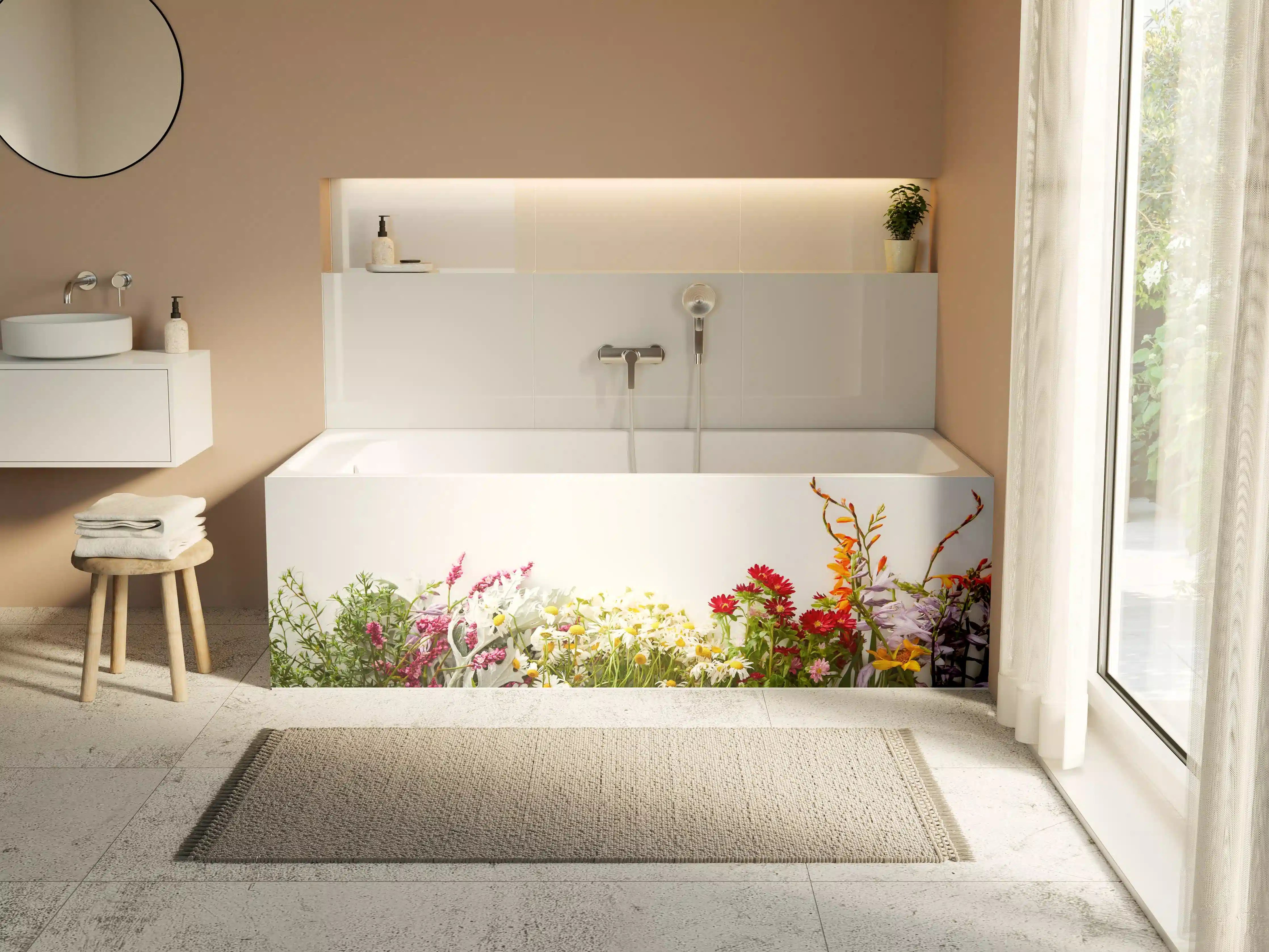 Badewannen-Rückwand - Bunte Blumenwiese mit Frühlingsfarben