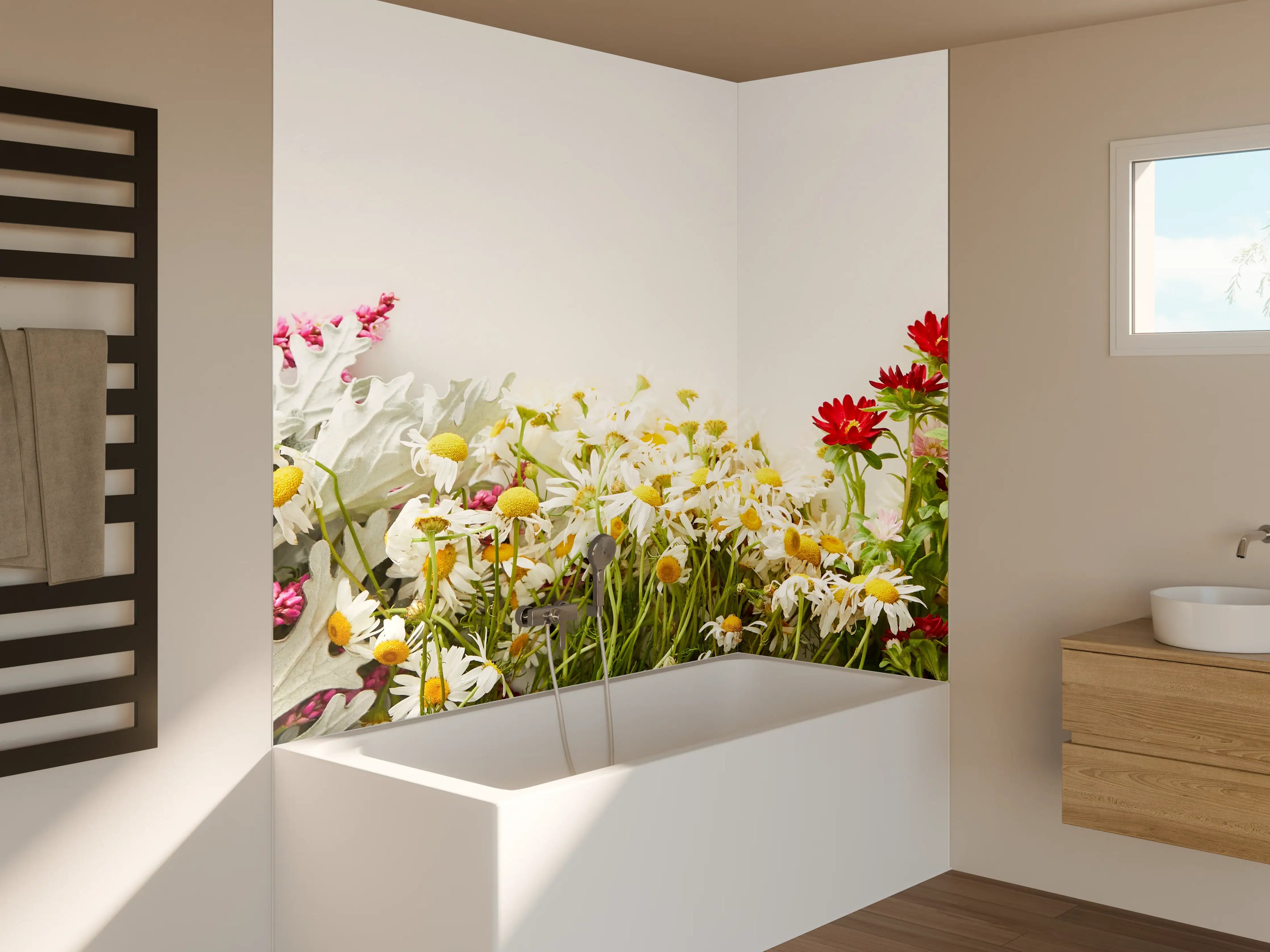 Badewannen-Rückwand - Bunte Blumenwiese mit Frühlingsfarben