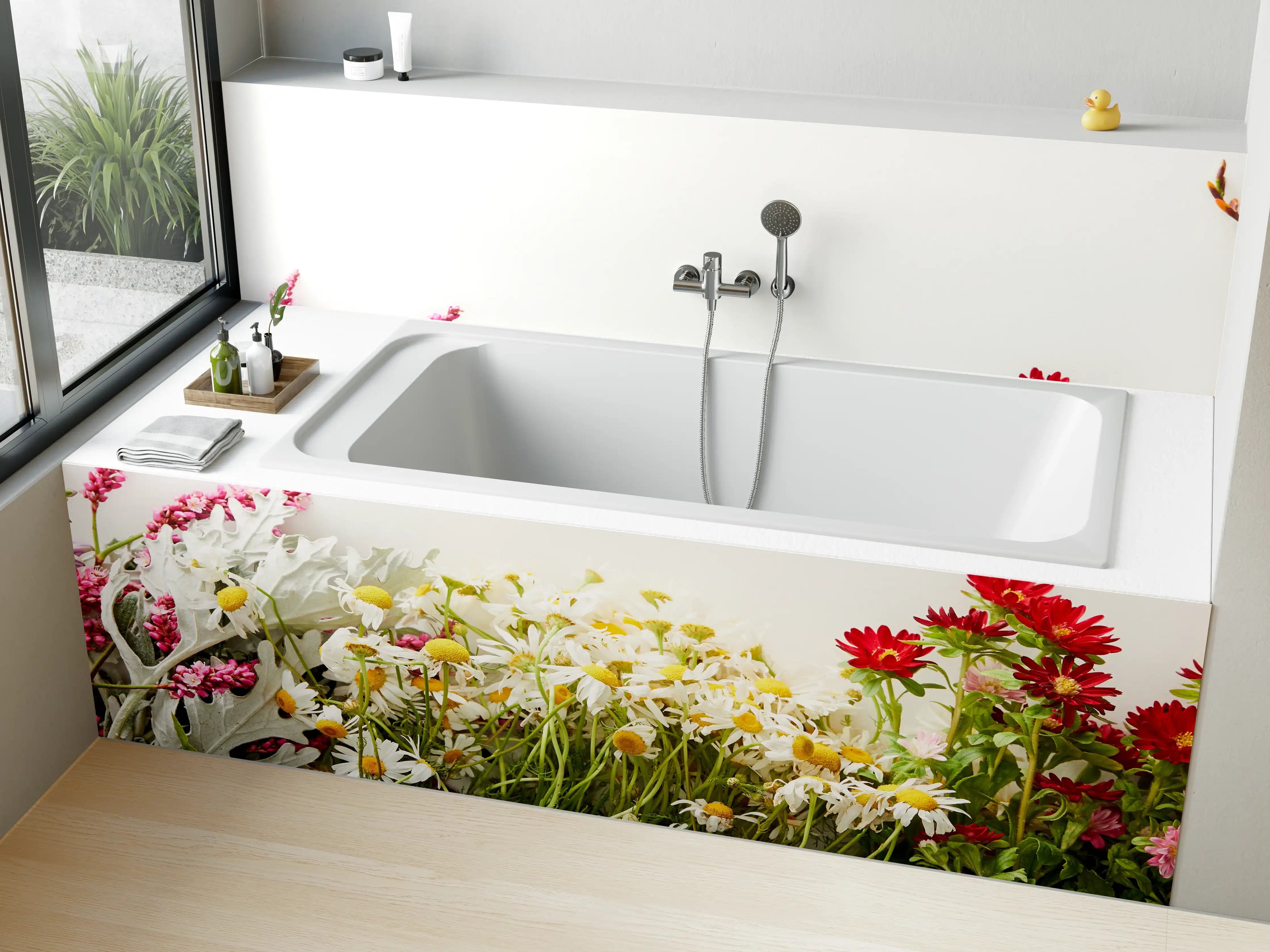 Badewannen-Rückwand - Bunte Blumenwiese mit Frühlingsfarben