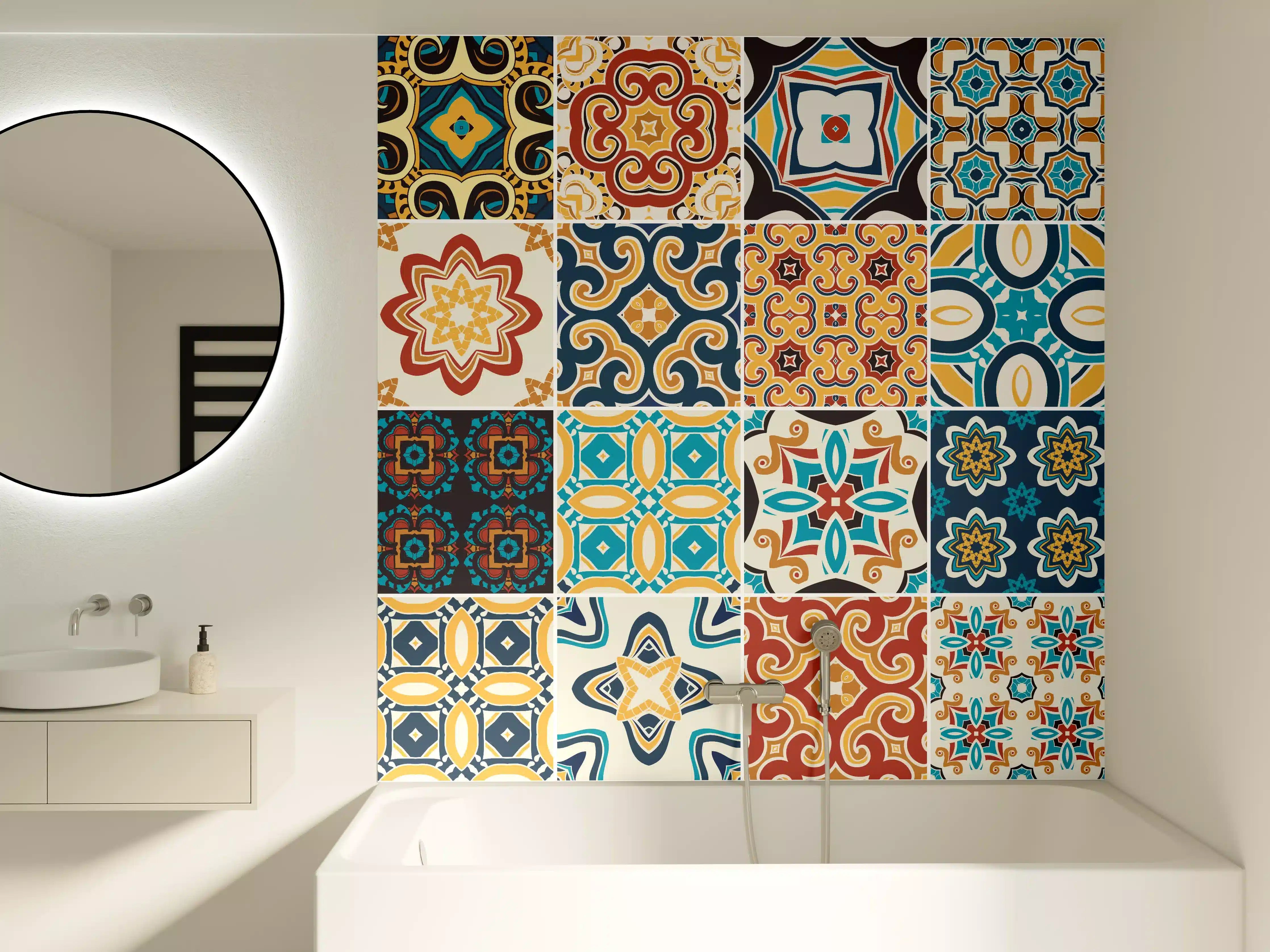 Badewannen-Rückwand - Bunte Fliesenmosaik-Muster
