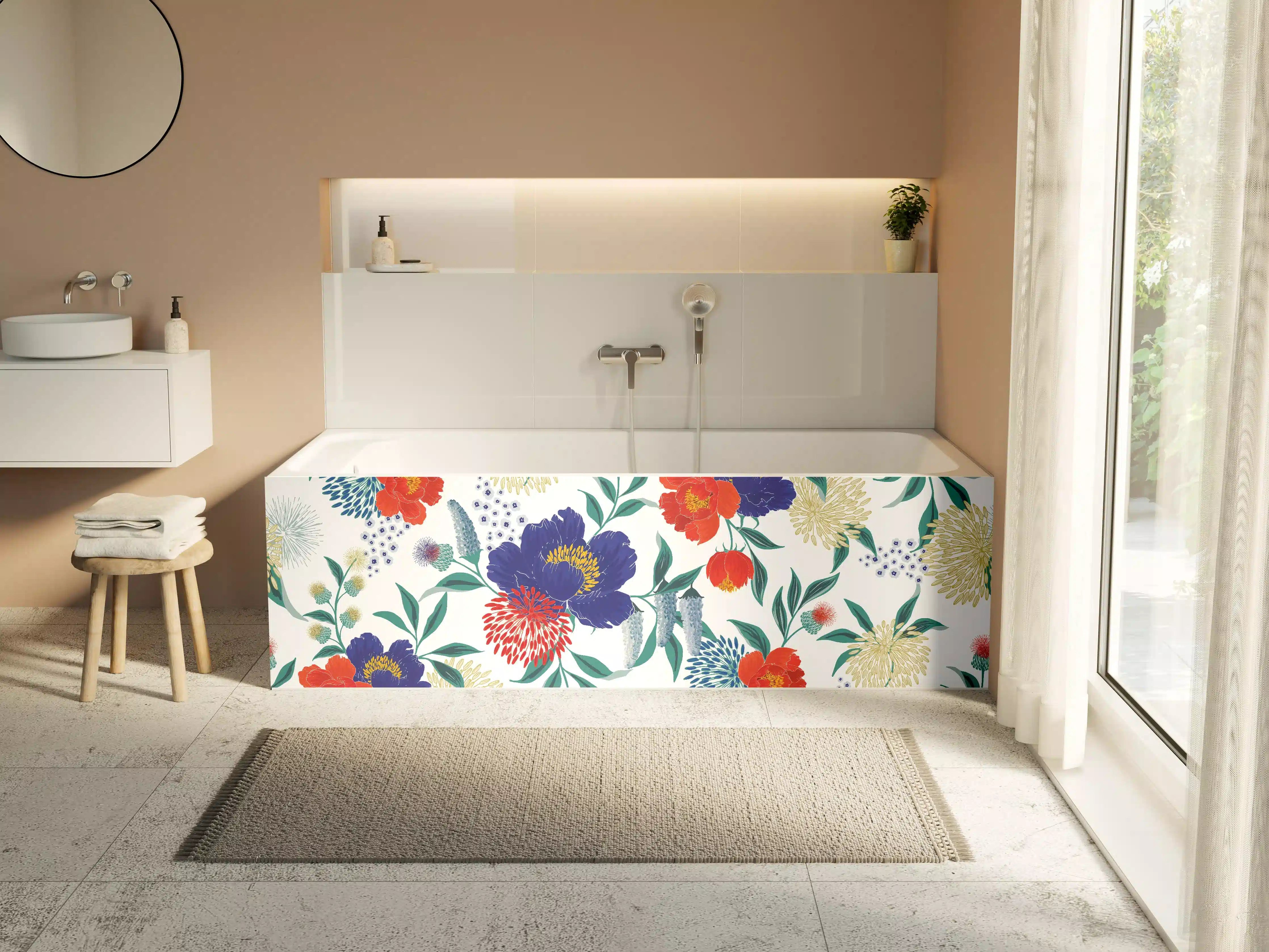 Badewannen-Rückwand - Bunte Florale Muster Tapete