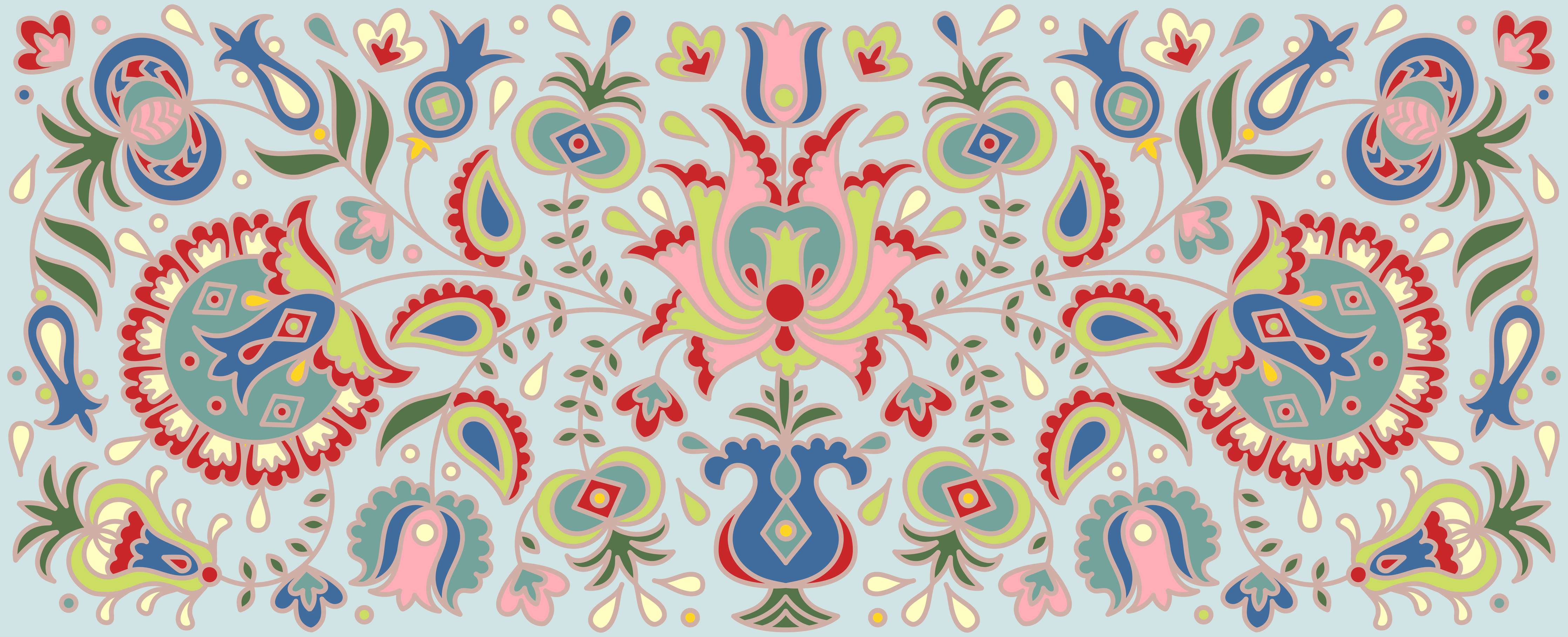 Badewannen-Rückwand-Bunte Folklore-Muster Textilprint