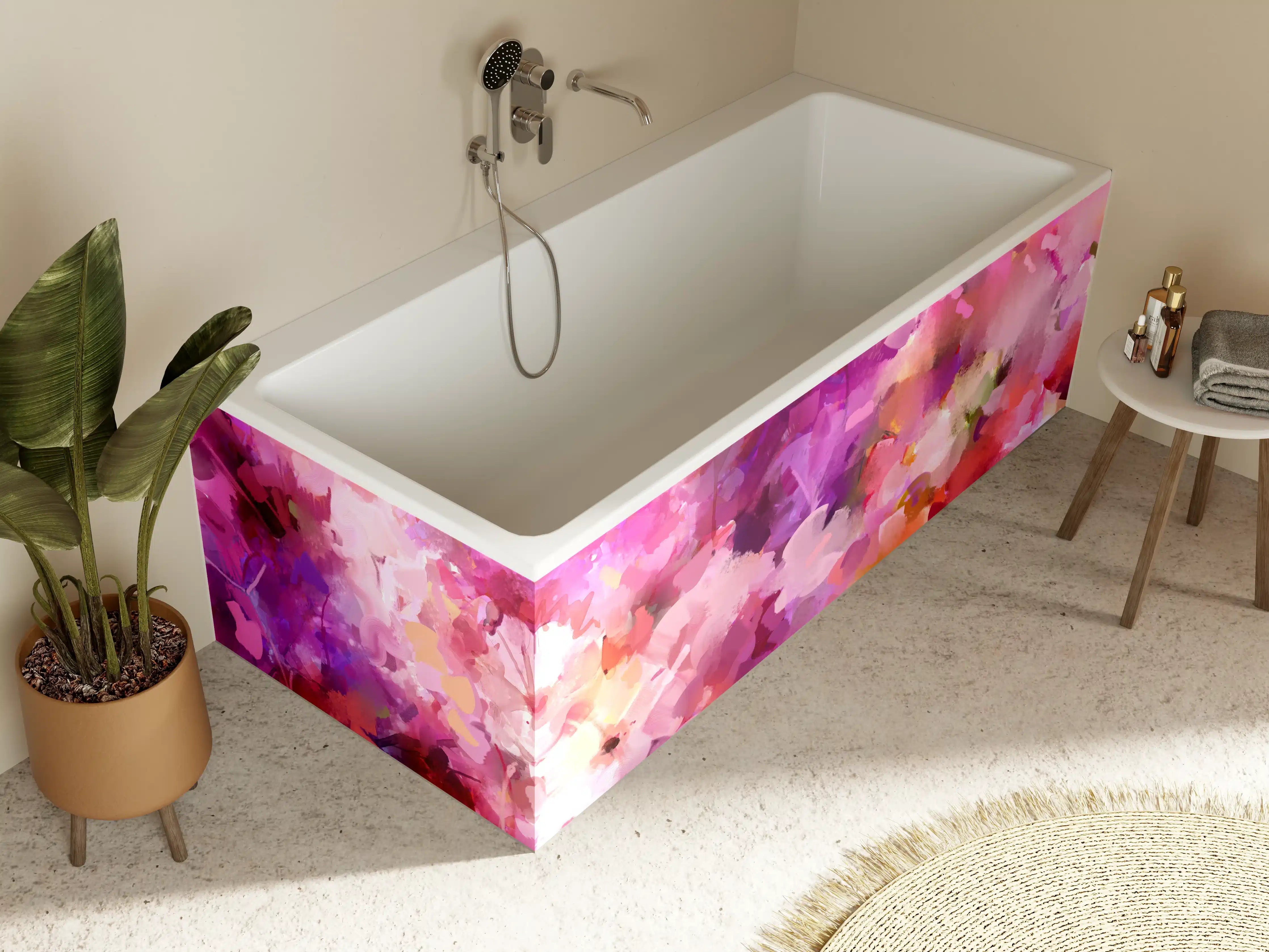 Badewannen-Rückwand - Bunte Frühlingsblumen Malerei