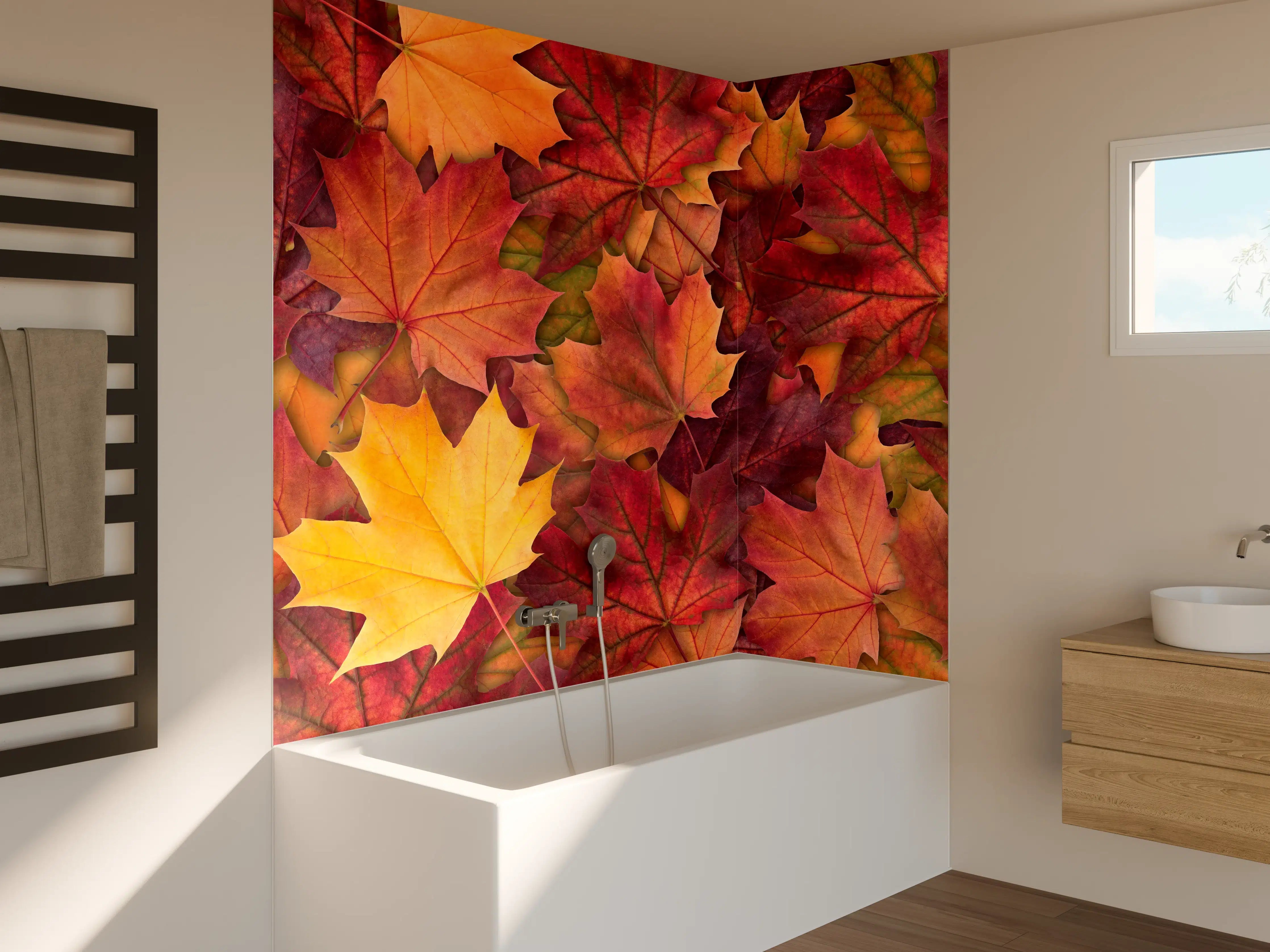Badewannen-Rückwand - Bunte Herbst Ahornbaum Blätter