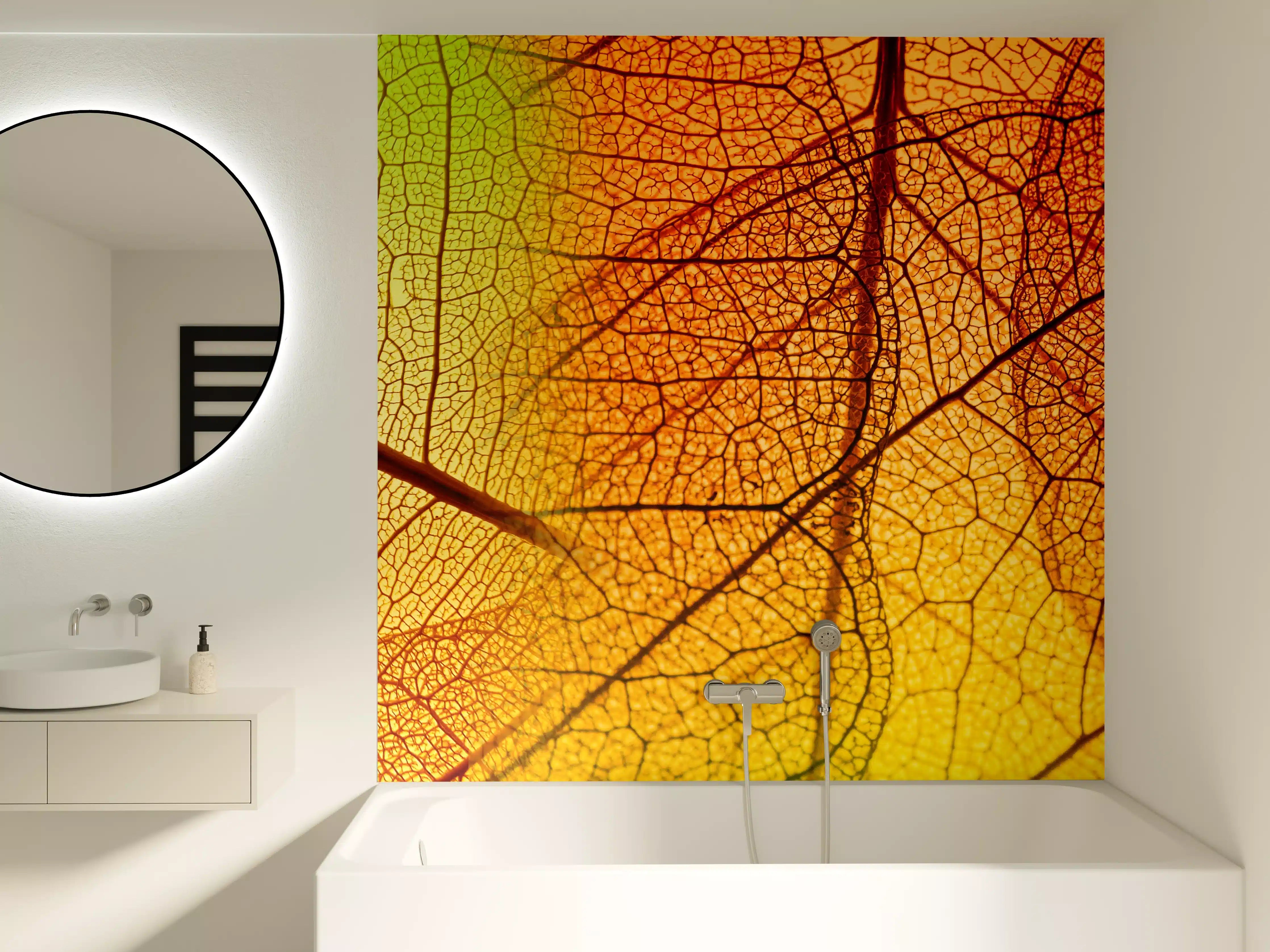Badewannen-Rückwand - Bunte Herbstblatt-Makroaufnahme