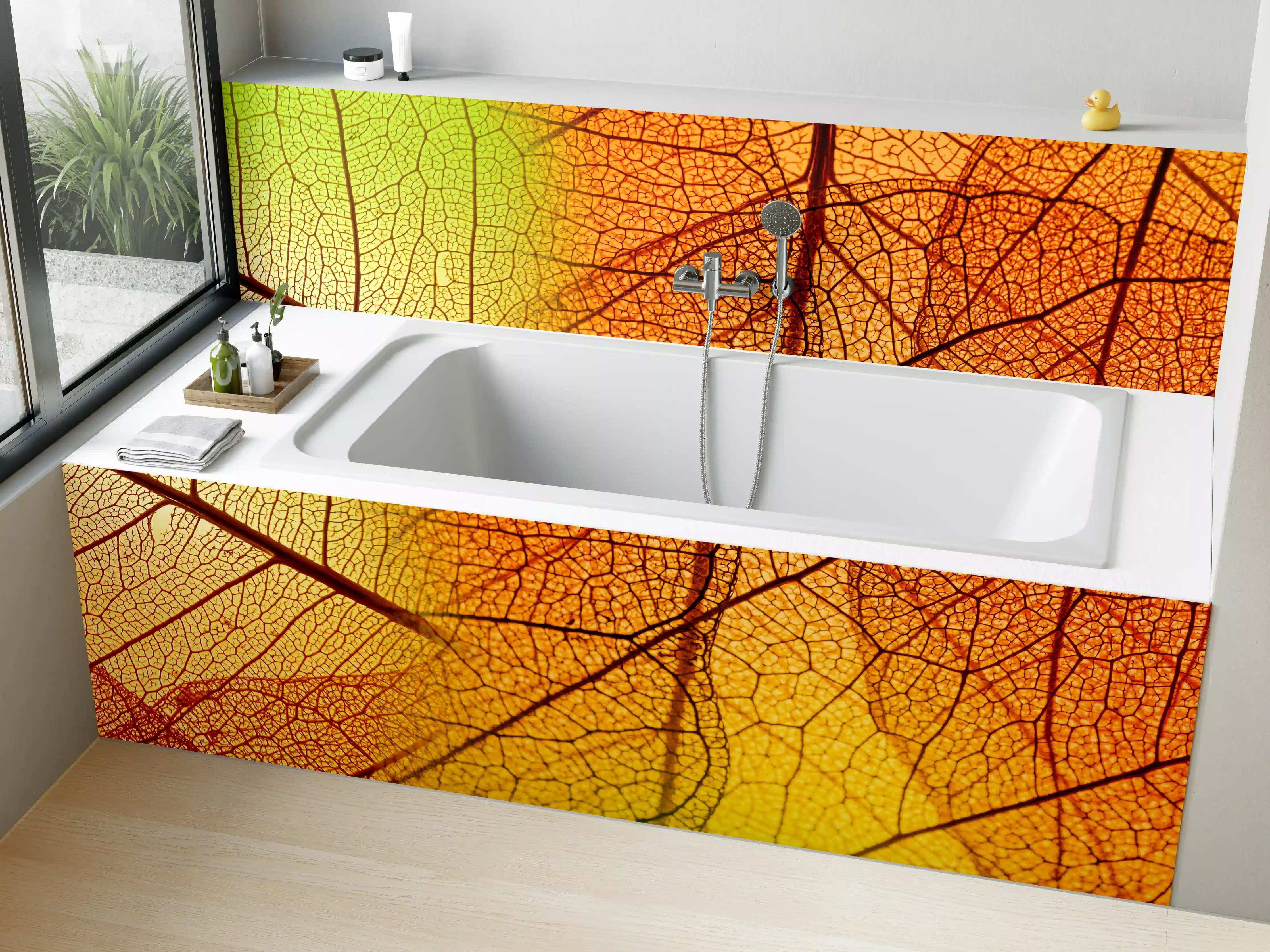 Badewannen-Rückwand - Bunte Herbstblatt-Makroaufnahme