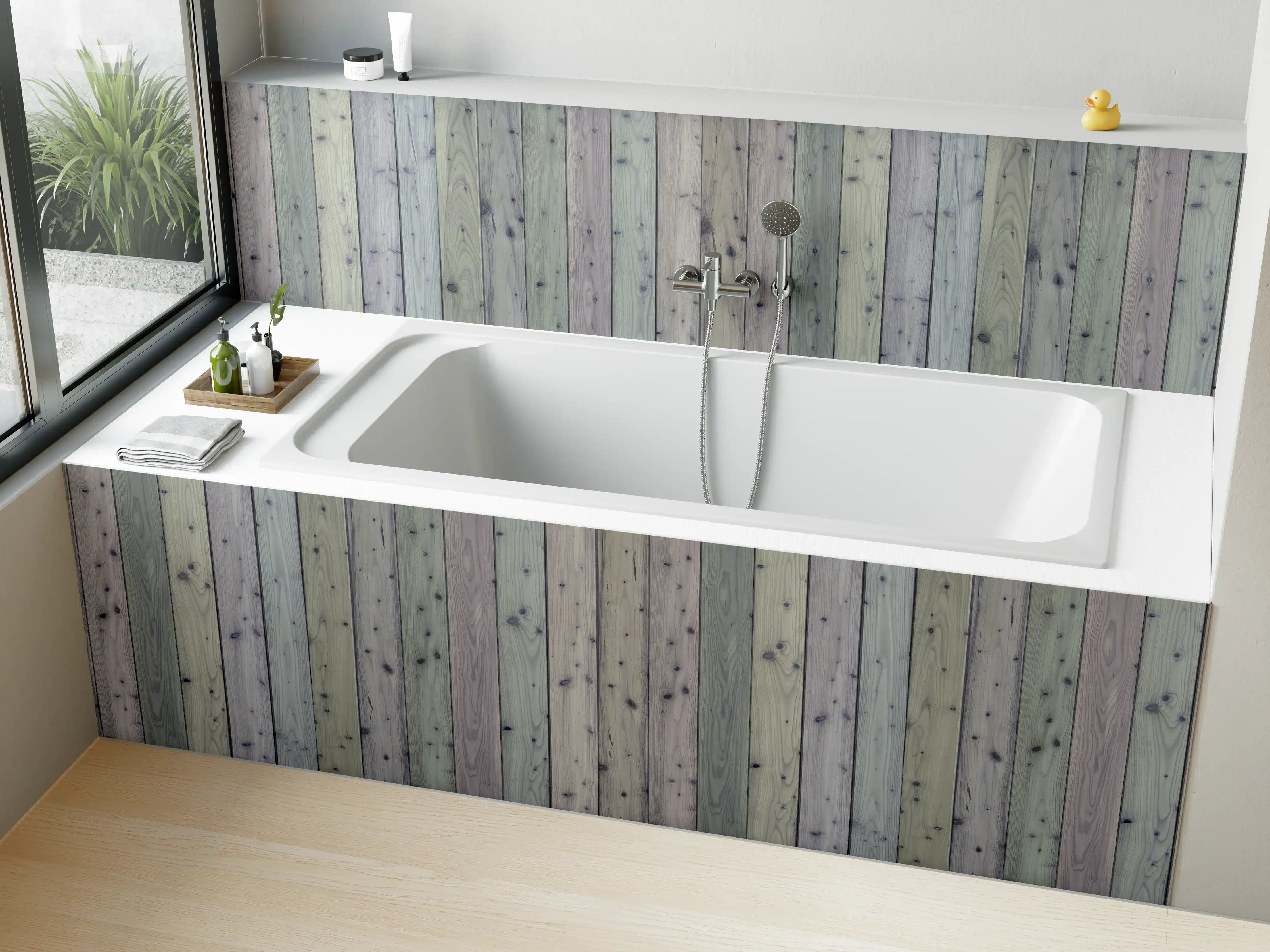 Badewannen-Rückwand - Bunte Holz Wand Textur