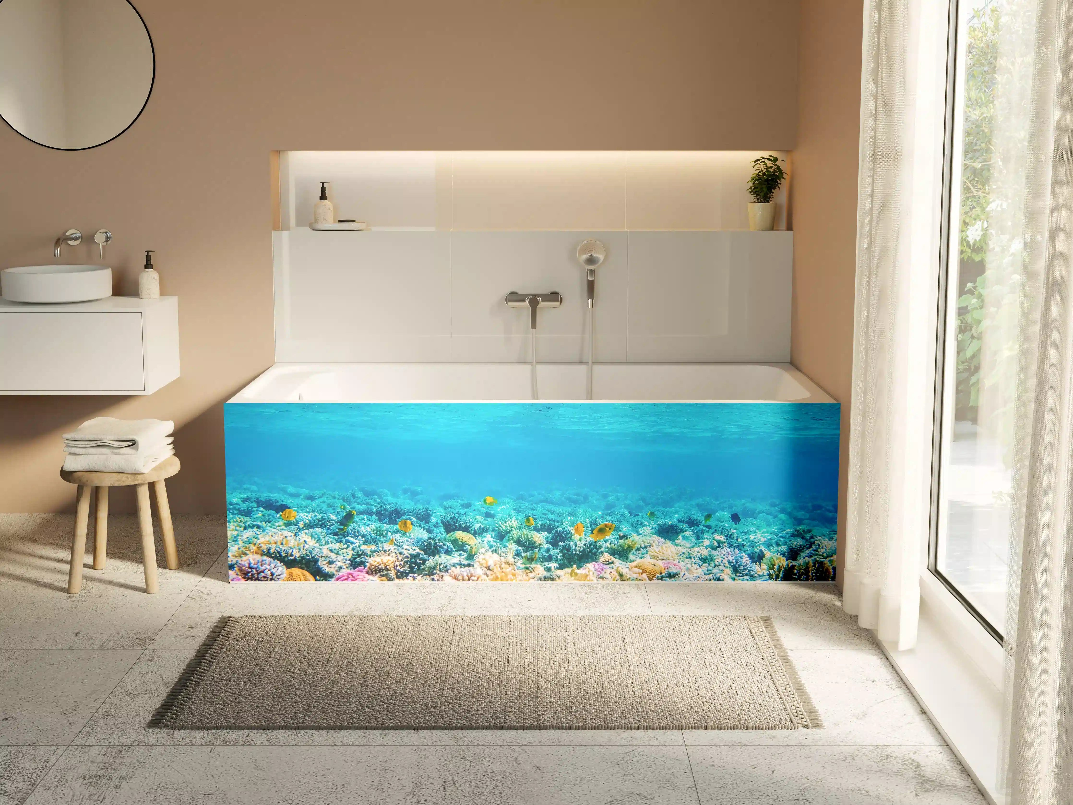 Badewannen-Rückwand - Bunte Korallenriff unter Wasser