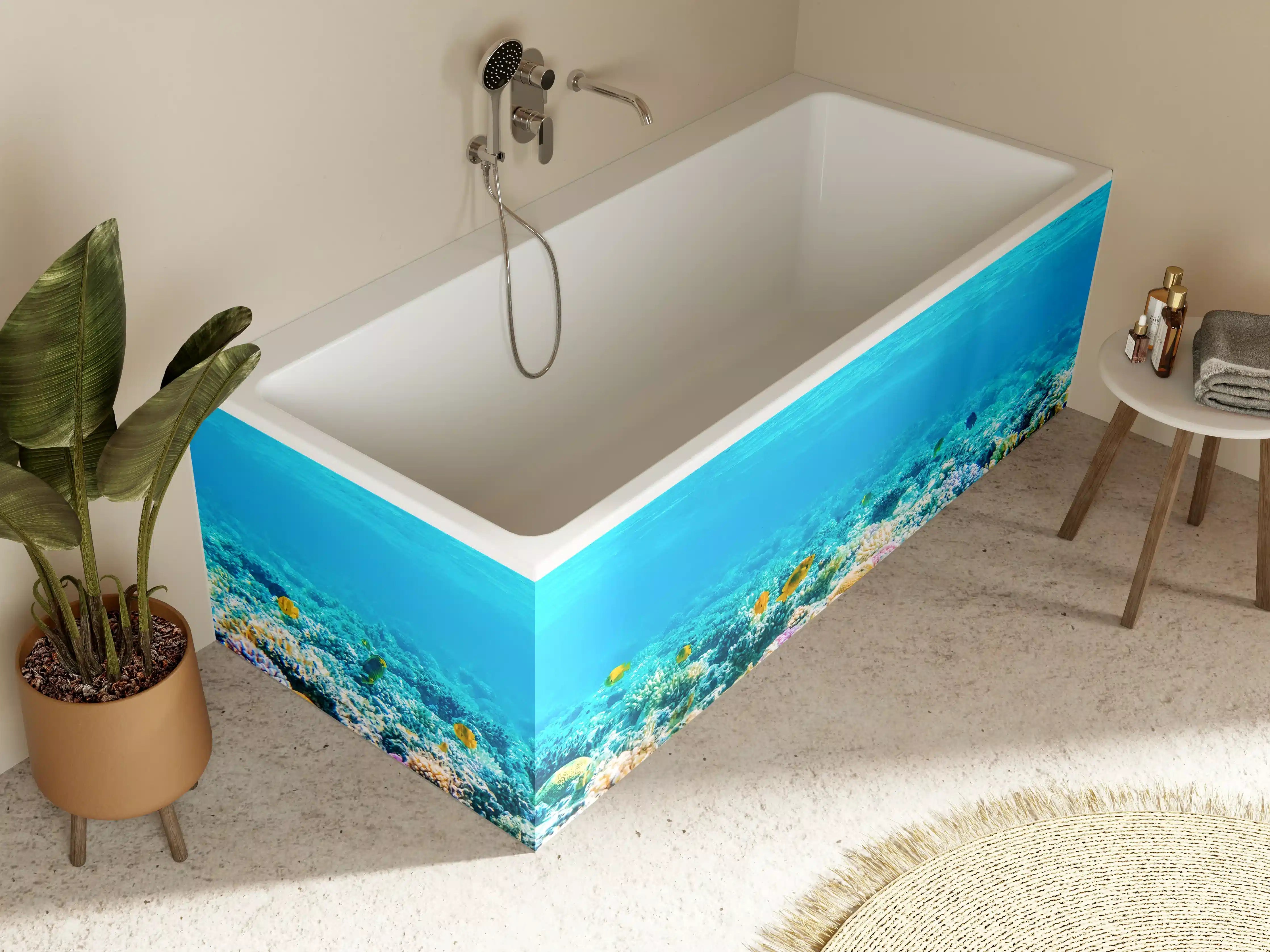 Badewannen-Rückwand - Bunte Korallenriff unter Wasser