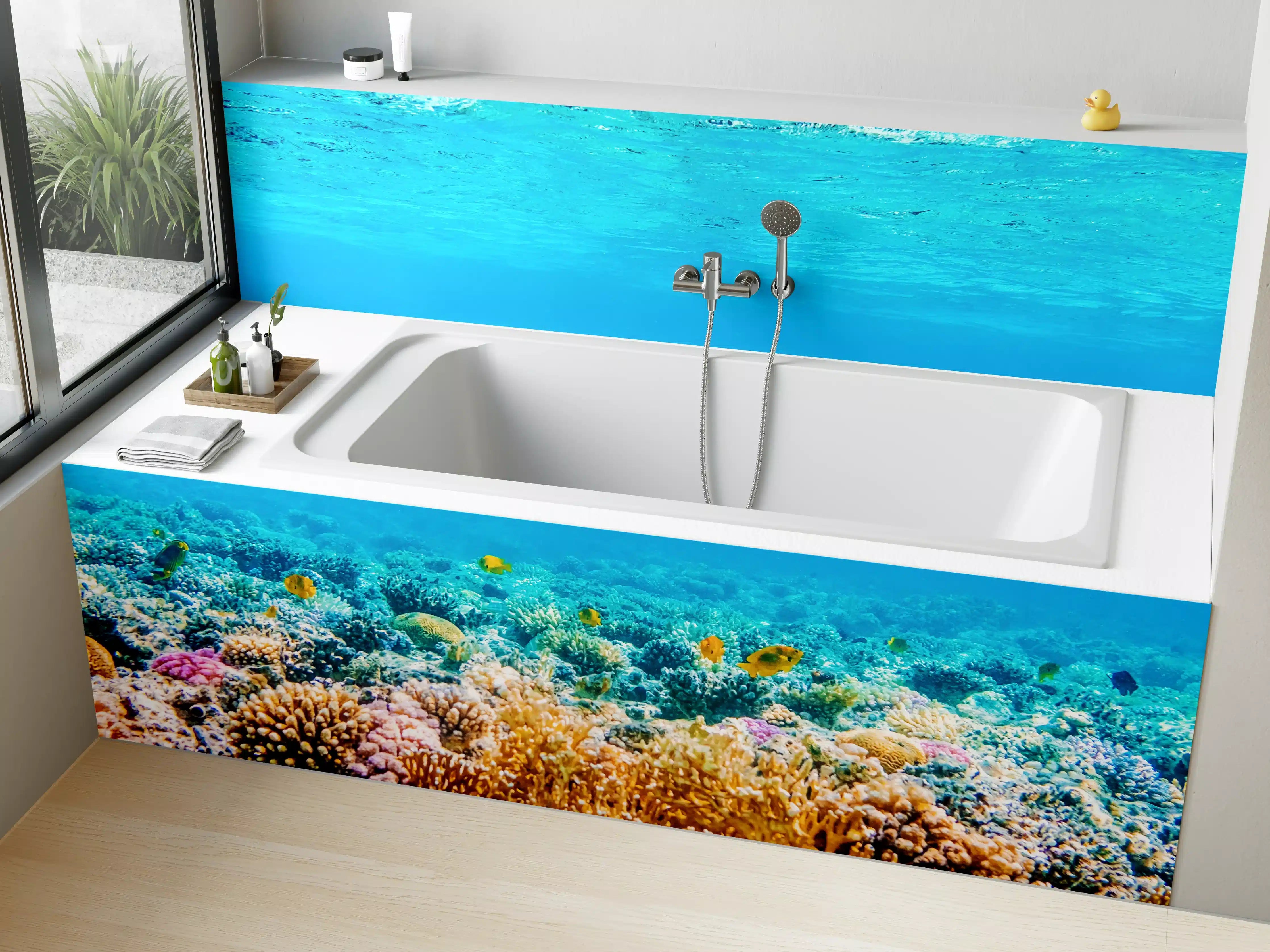 Badewannen-Rückwand - Bunte Korallenriff unter Wasser
