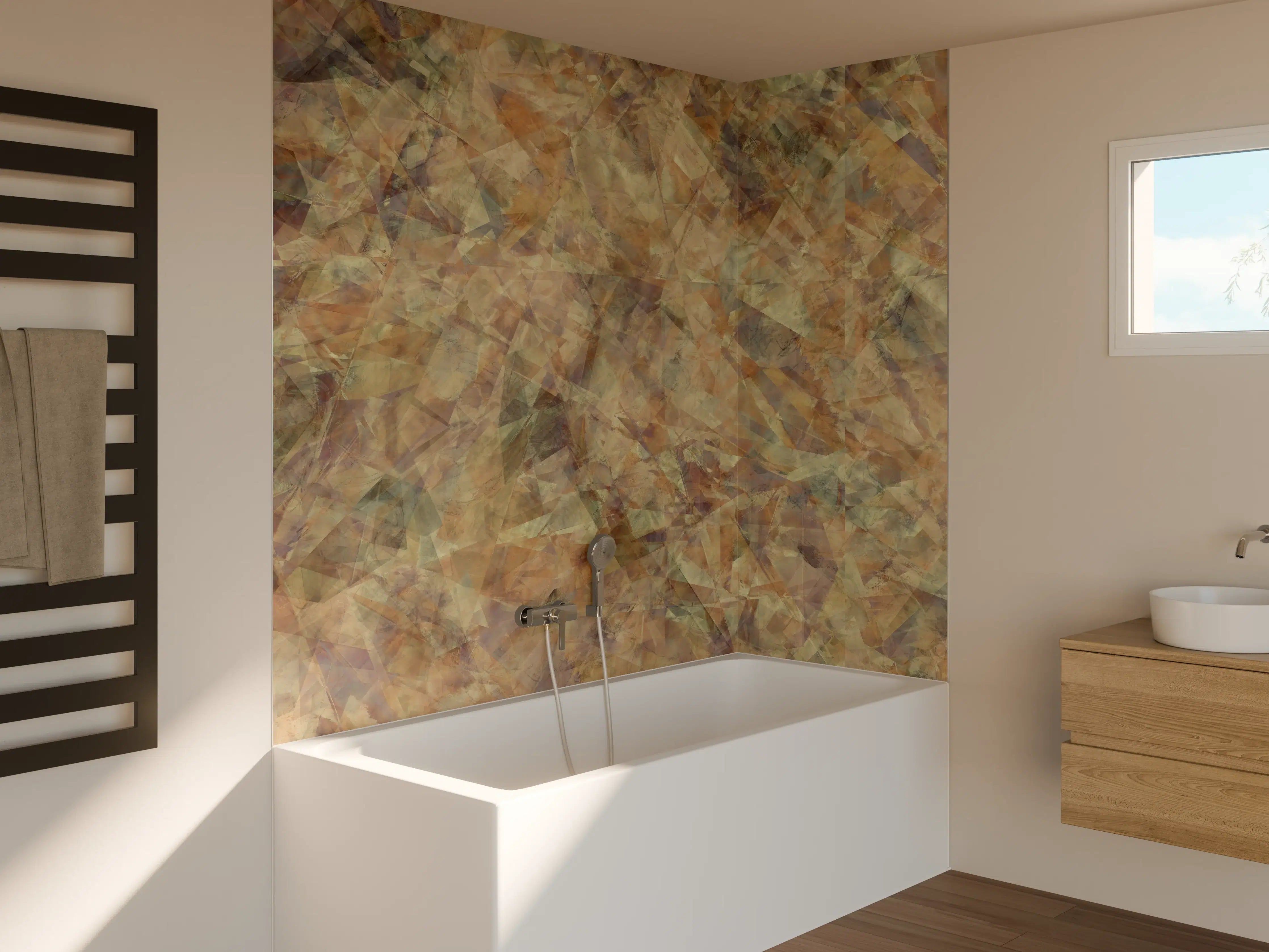 Badewannen-Rückwand - Bunte Kristallförmige Wandtextur