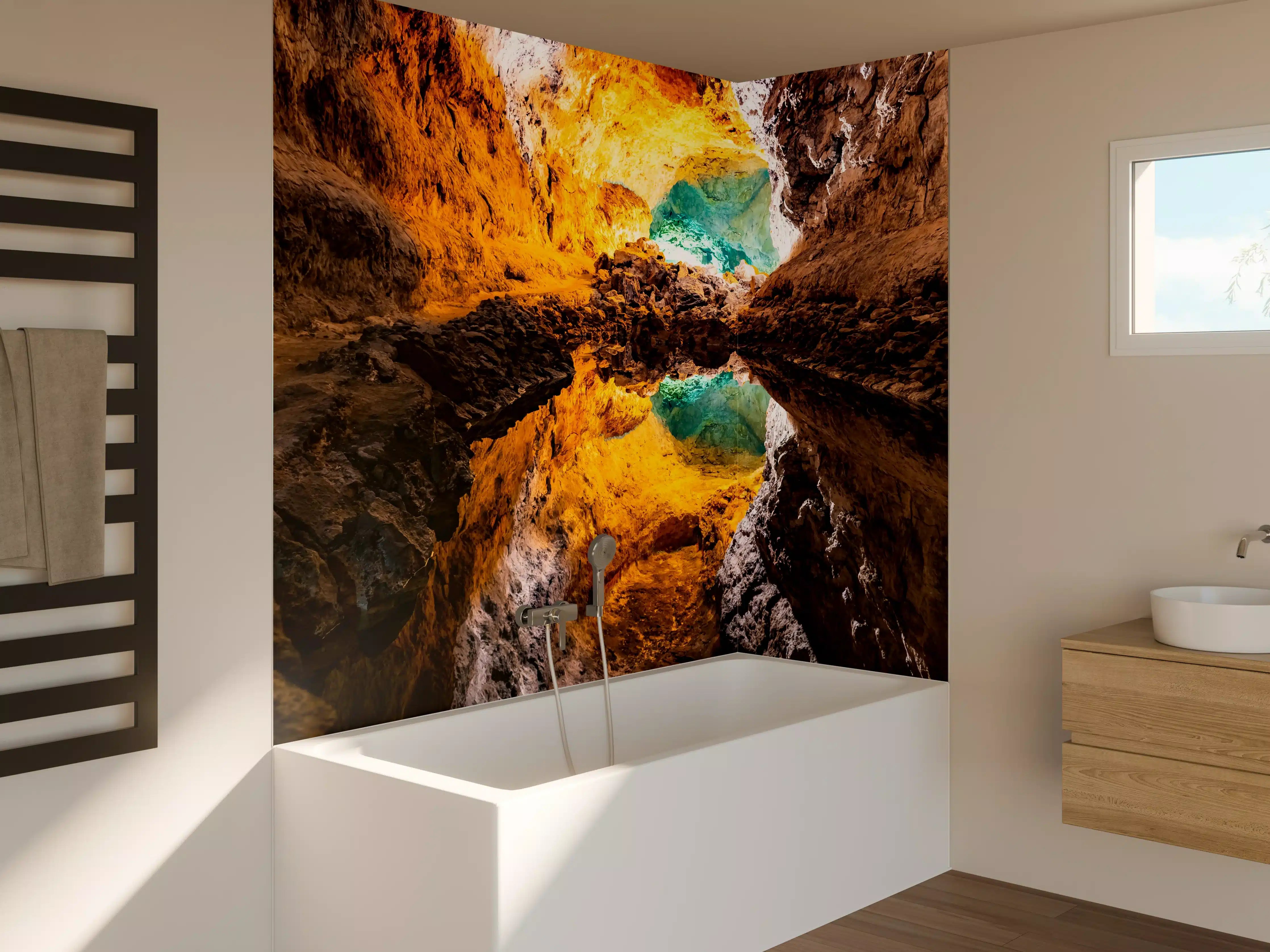 Badewannen-Rückwand - Bunte Lavaröhre in Spanien
