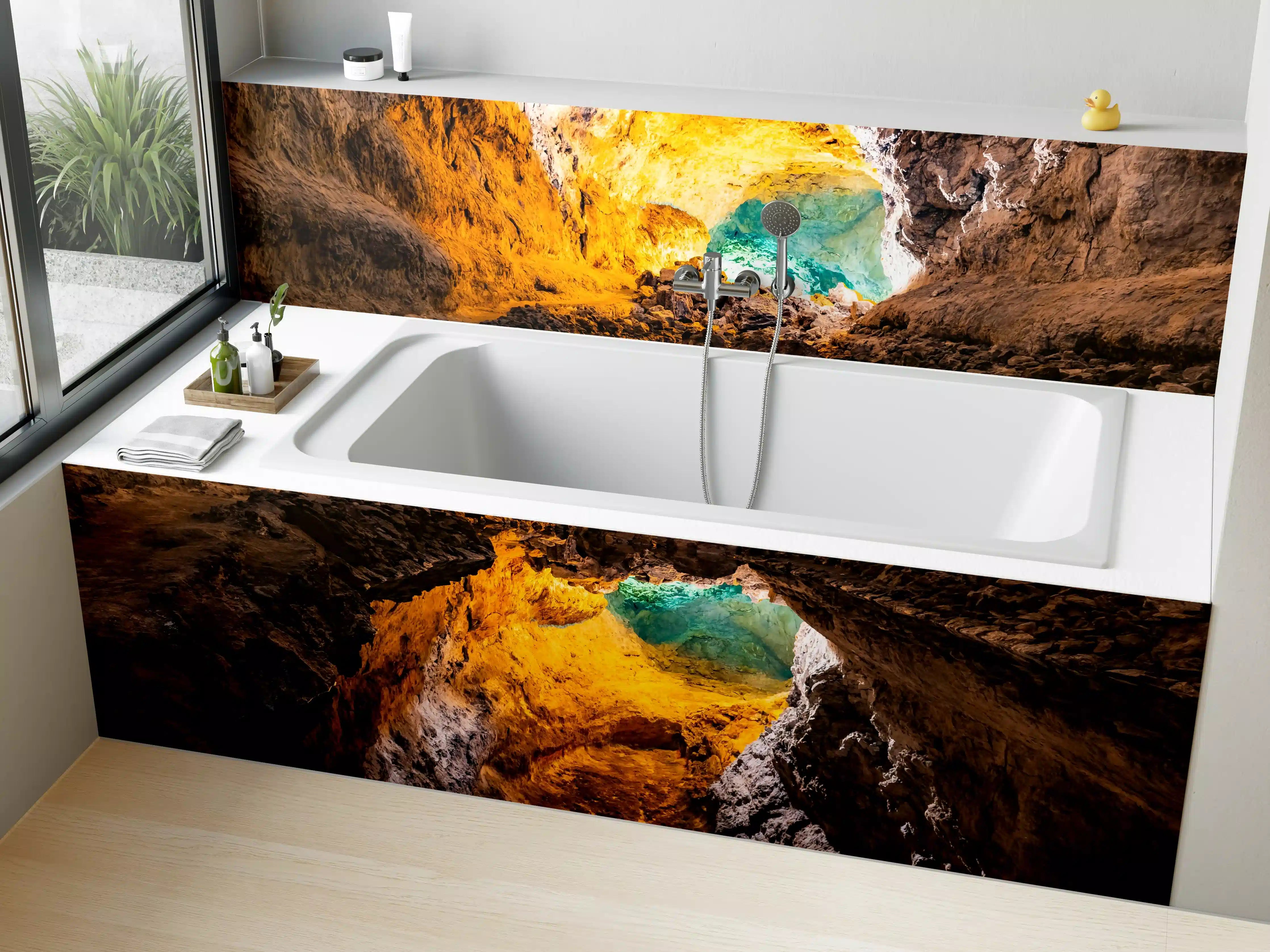 Badewannen-Rückwand - Bunte Lavaröhre in Spanien