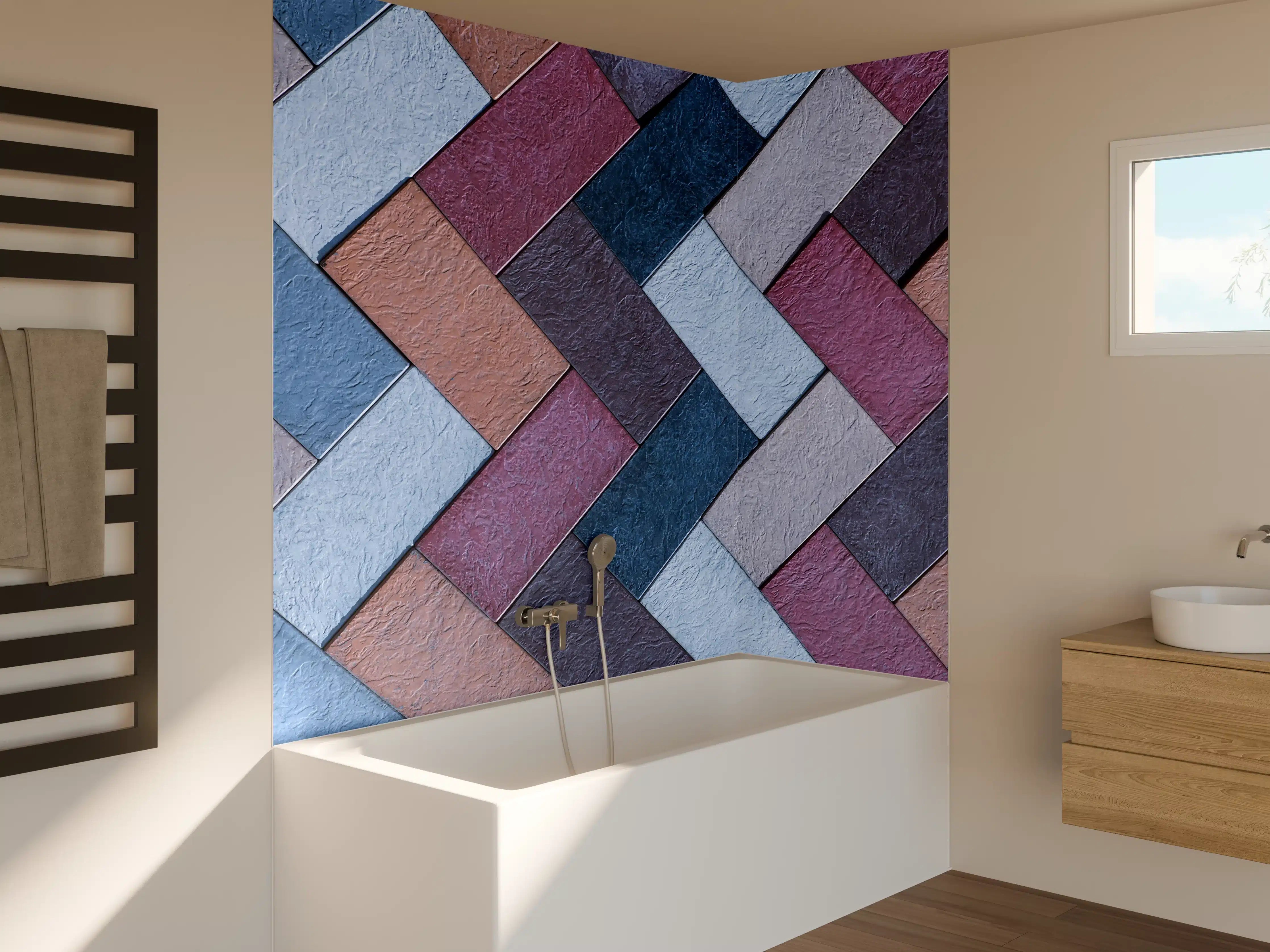 Badewannen-Rückwand - Bunte Leder Textur Maserung