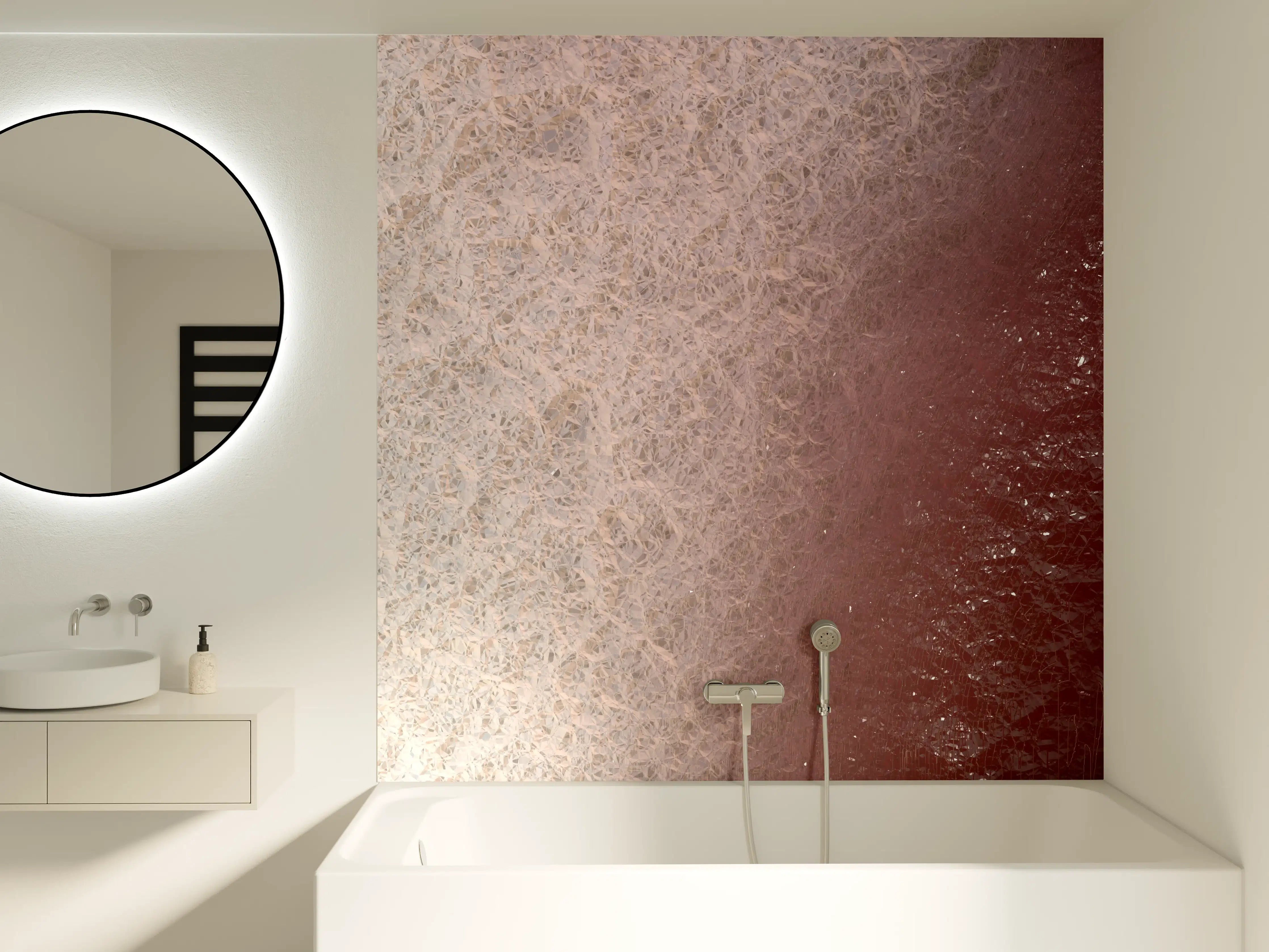 Badewannen-Rückwand - Bunte Marmor-Textur in warmen Tönen
