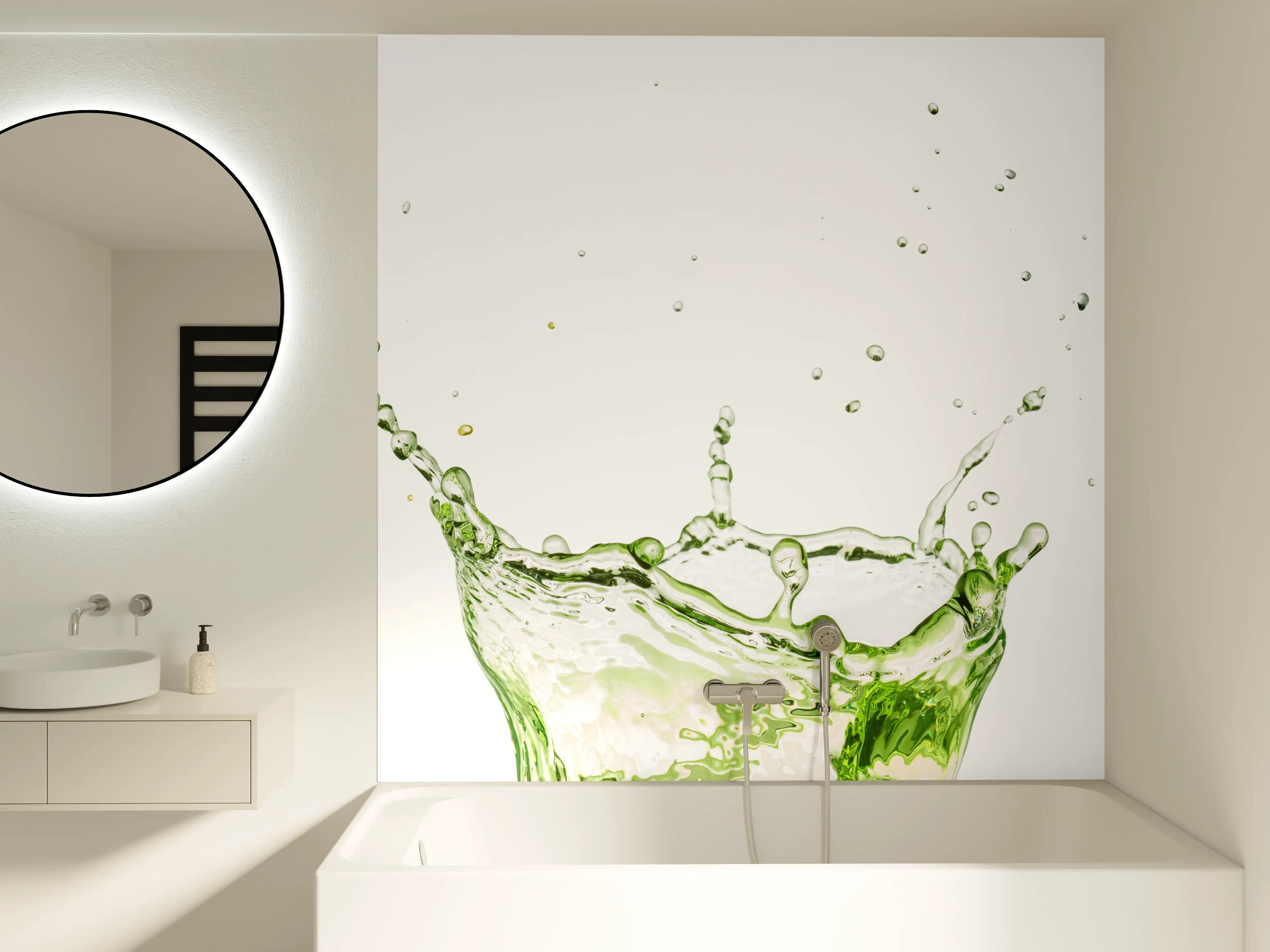 Badewannen-Rückwand - Bunte Wasserspritzer