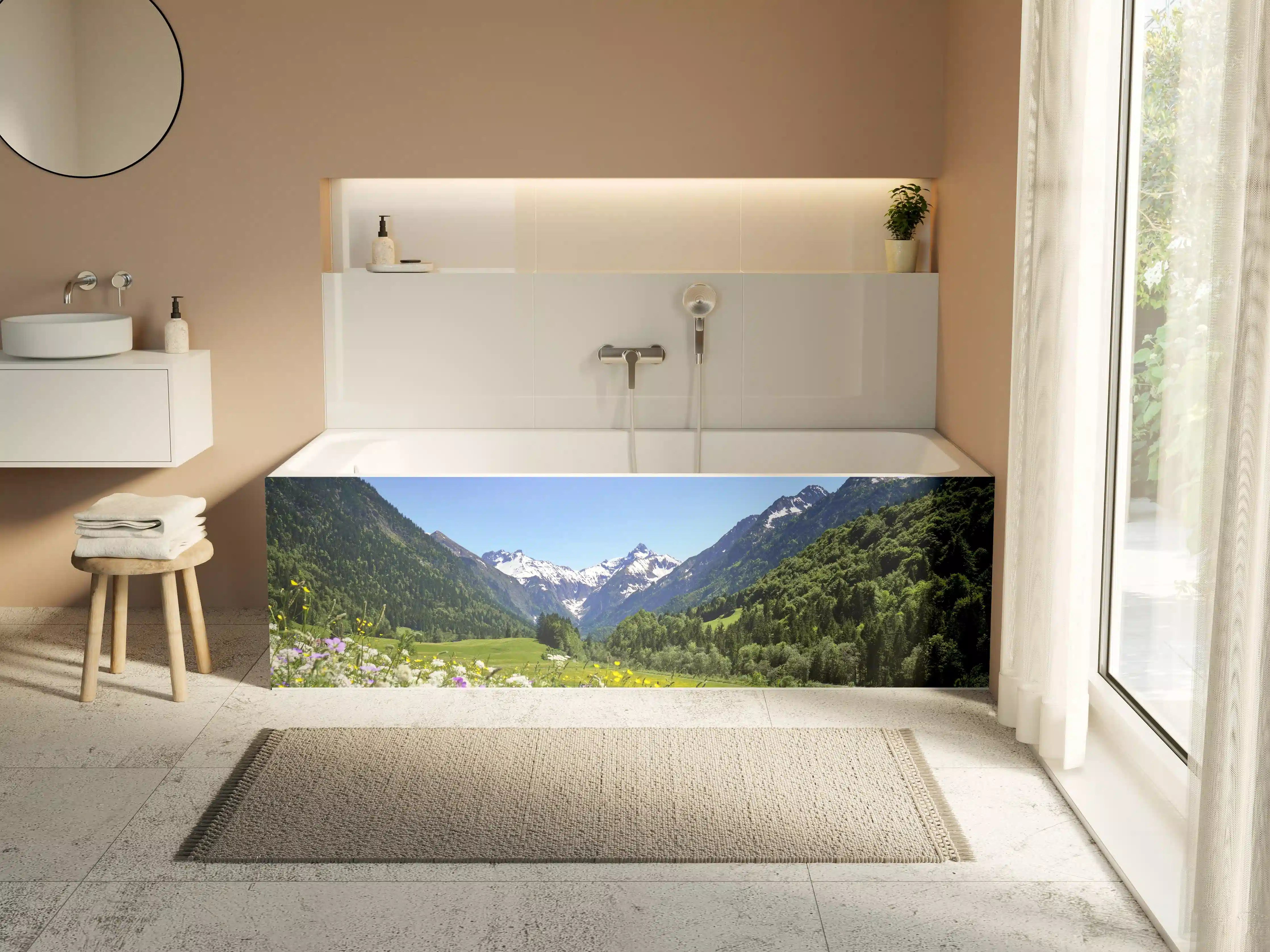 Badewannen-Rückwand - Bunte Wiese in den Alpen