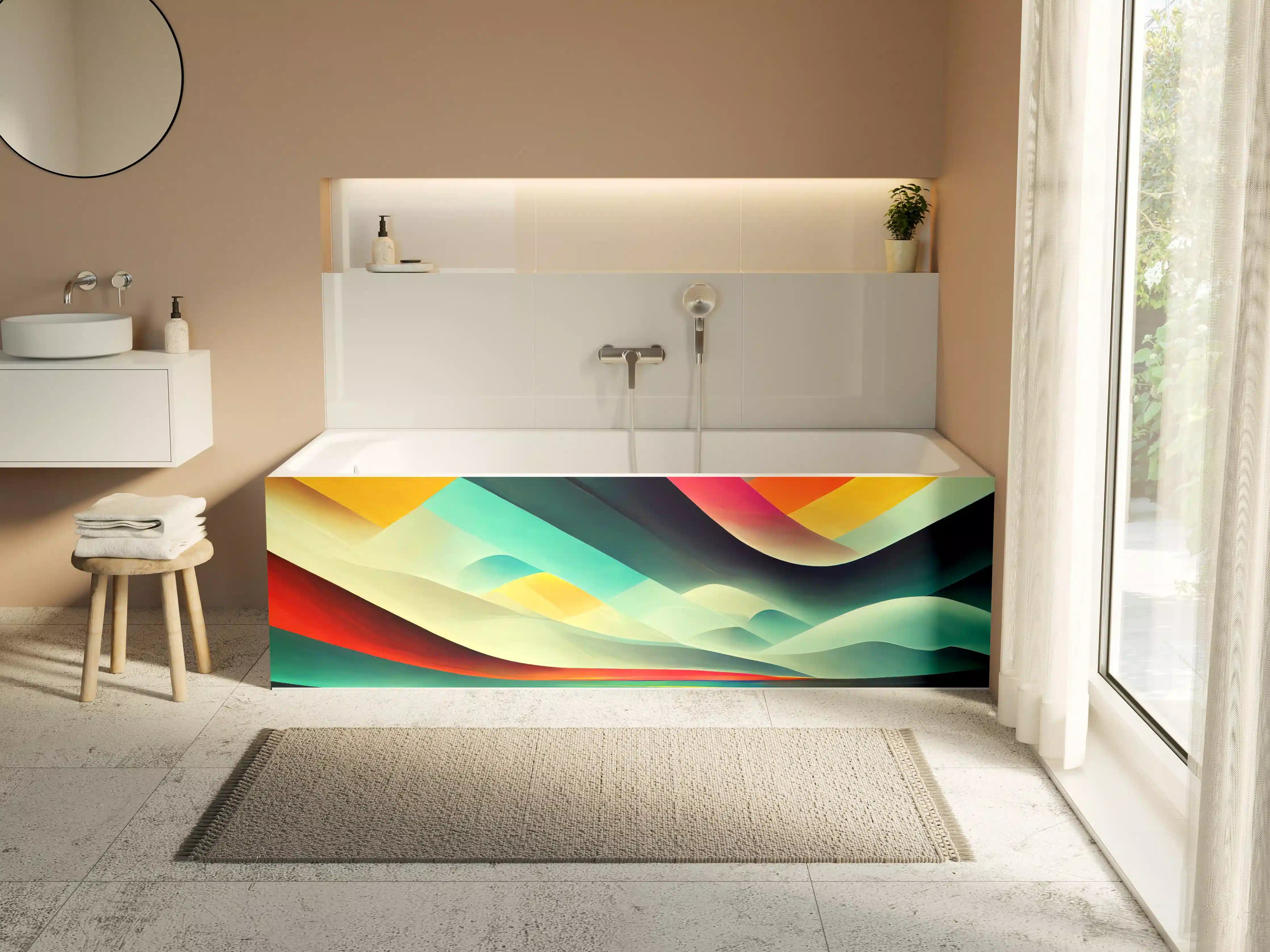 Badewannen-Rückwand - Bunte dynamische Linien Textur