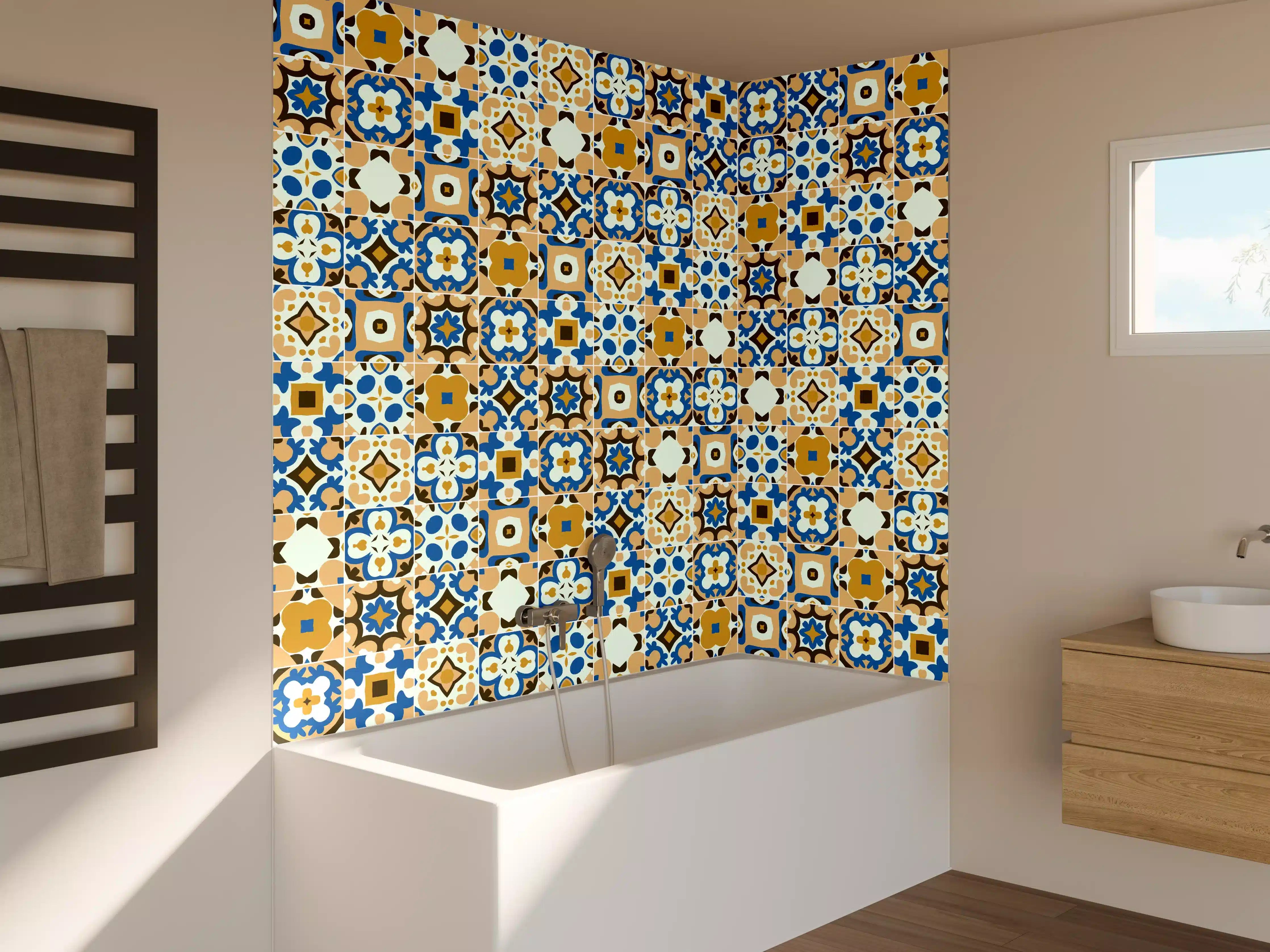 Badewannen-Rückwand - Bunte orientalische Fliesenmuster