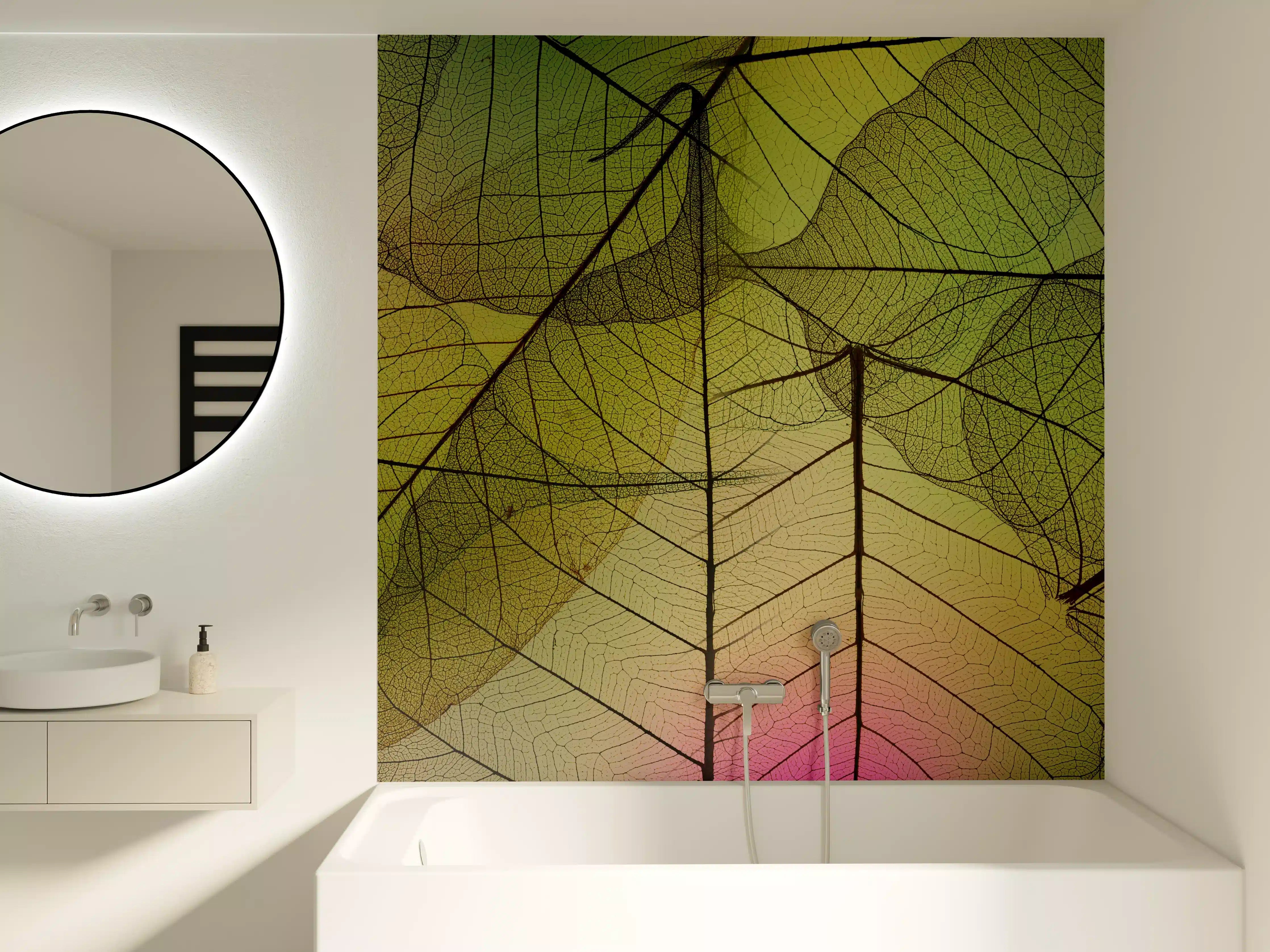 Badewannen-Rückwand - Buntes Blattadern Makrofoto