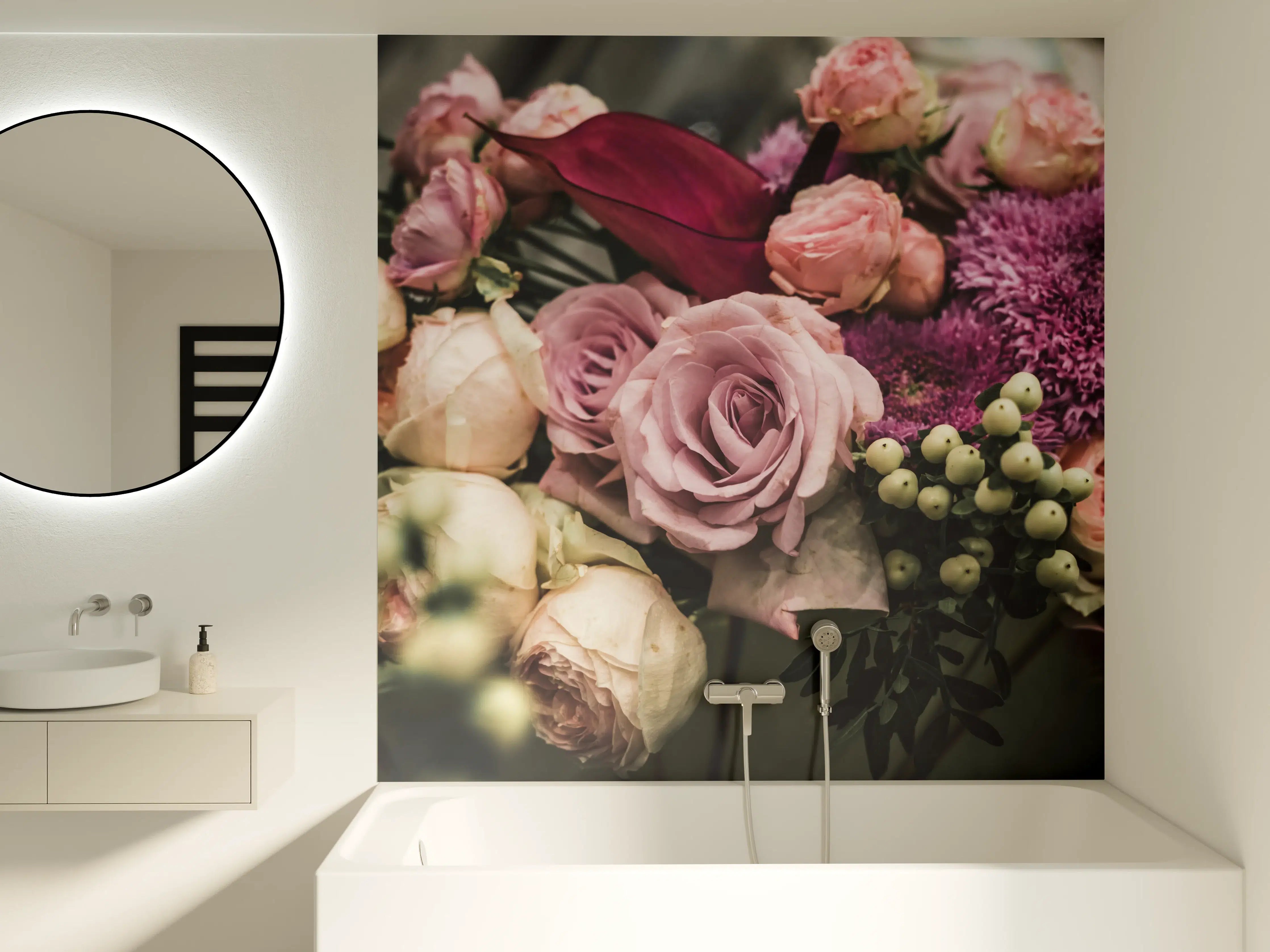 Badewannen-Rückwand - Buntes Blumenbouquet
