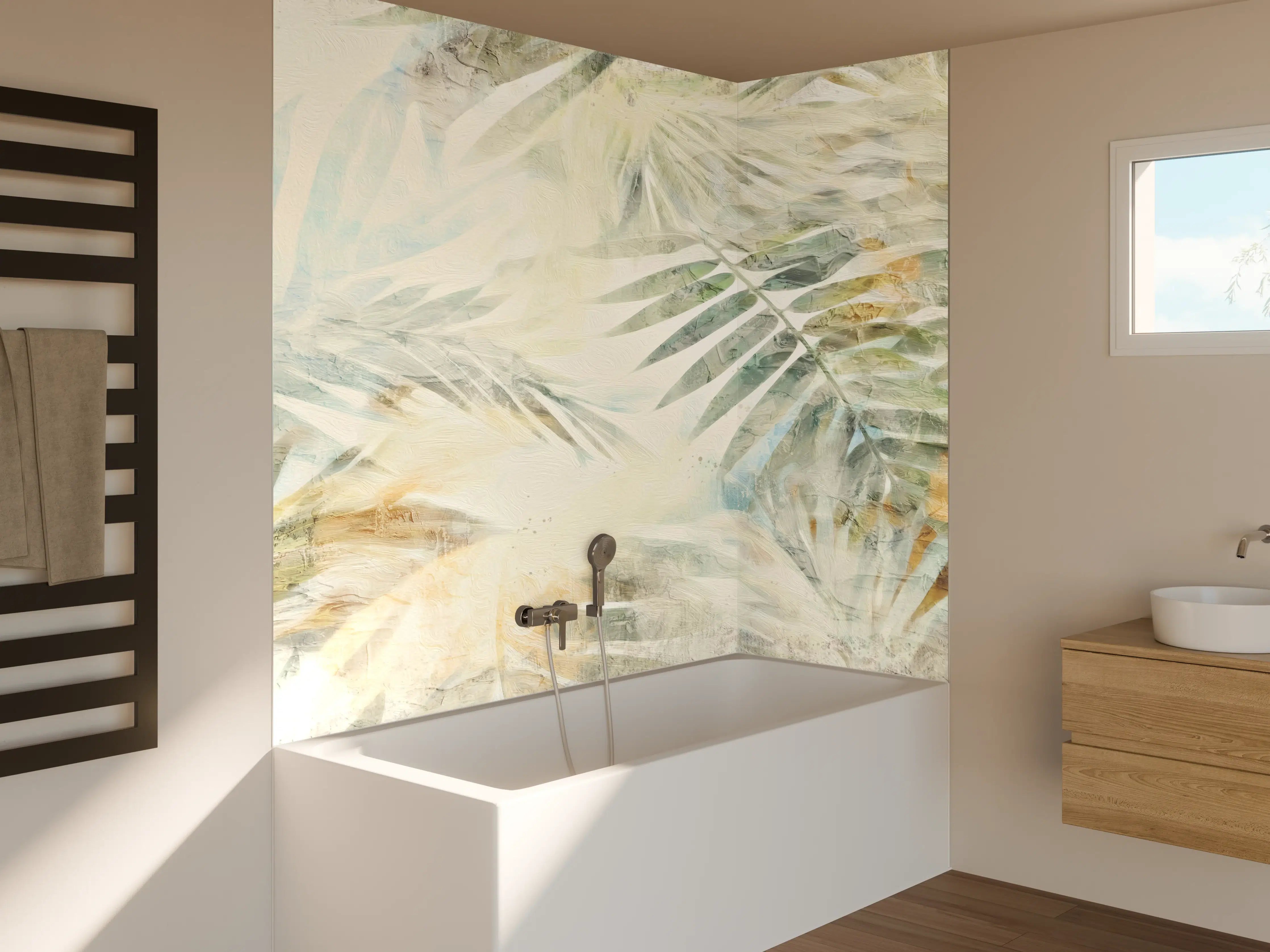 Badewannen-Rückwand - Buntes Dschungel Gemälde