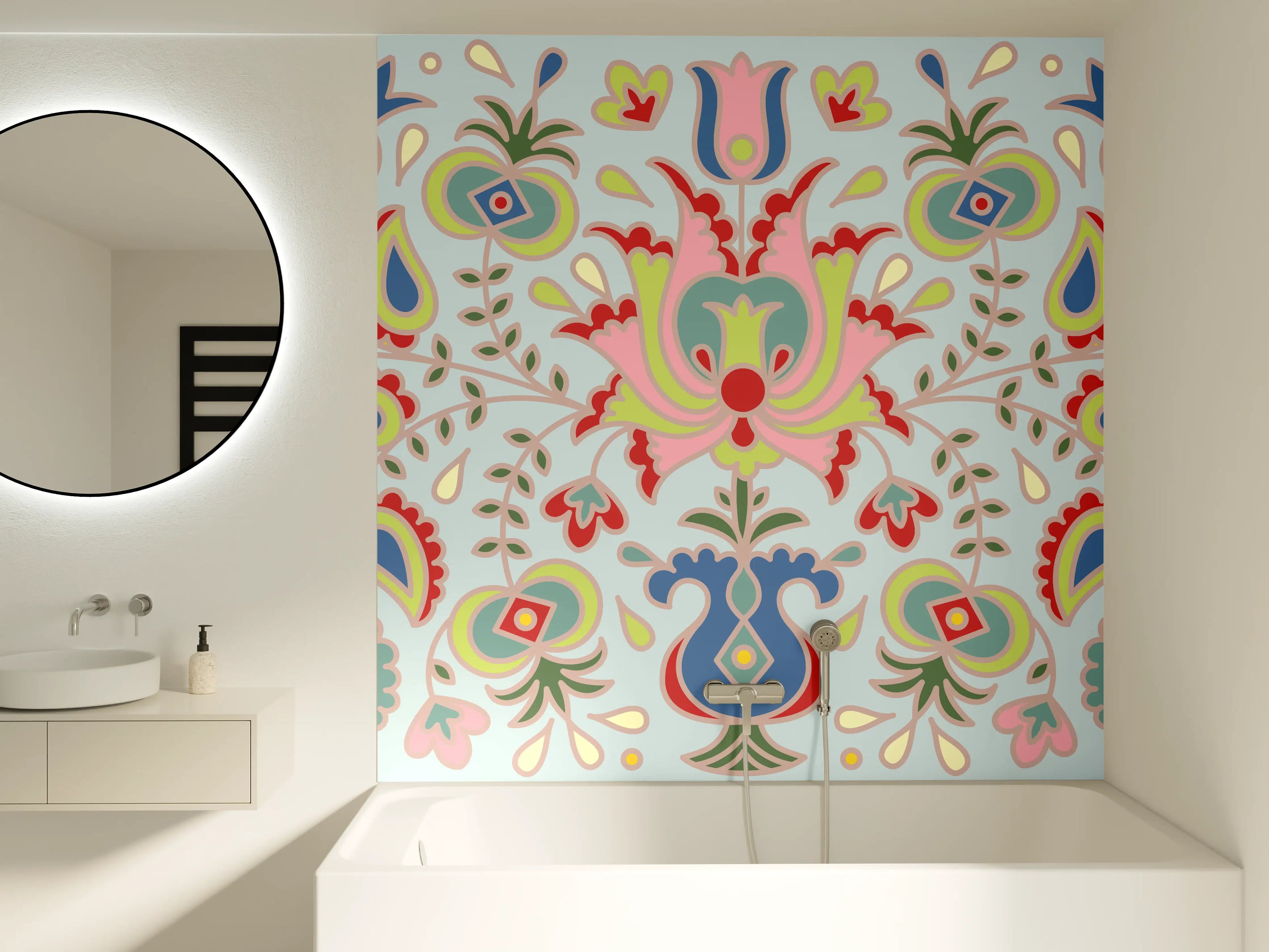 Badewannen-Rückwand - Buntes Floral-Print-Muster