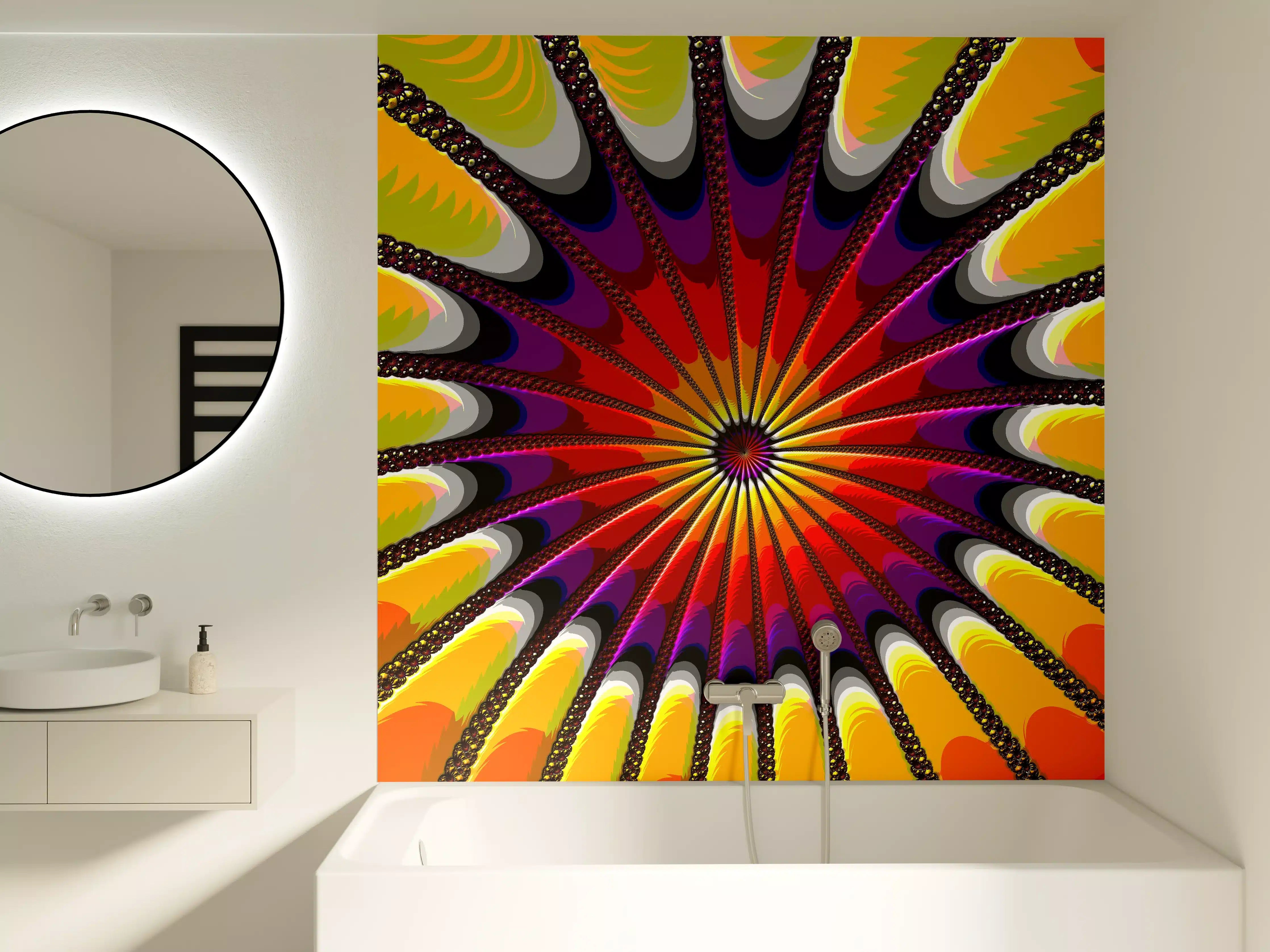 Badewannen-Rückwand - Buntes Fraktal Kunstwerk