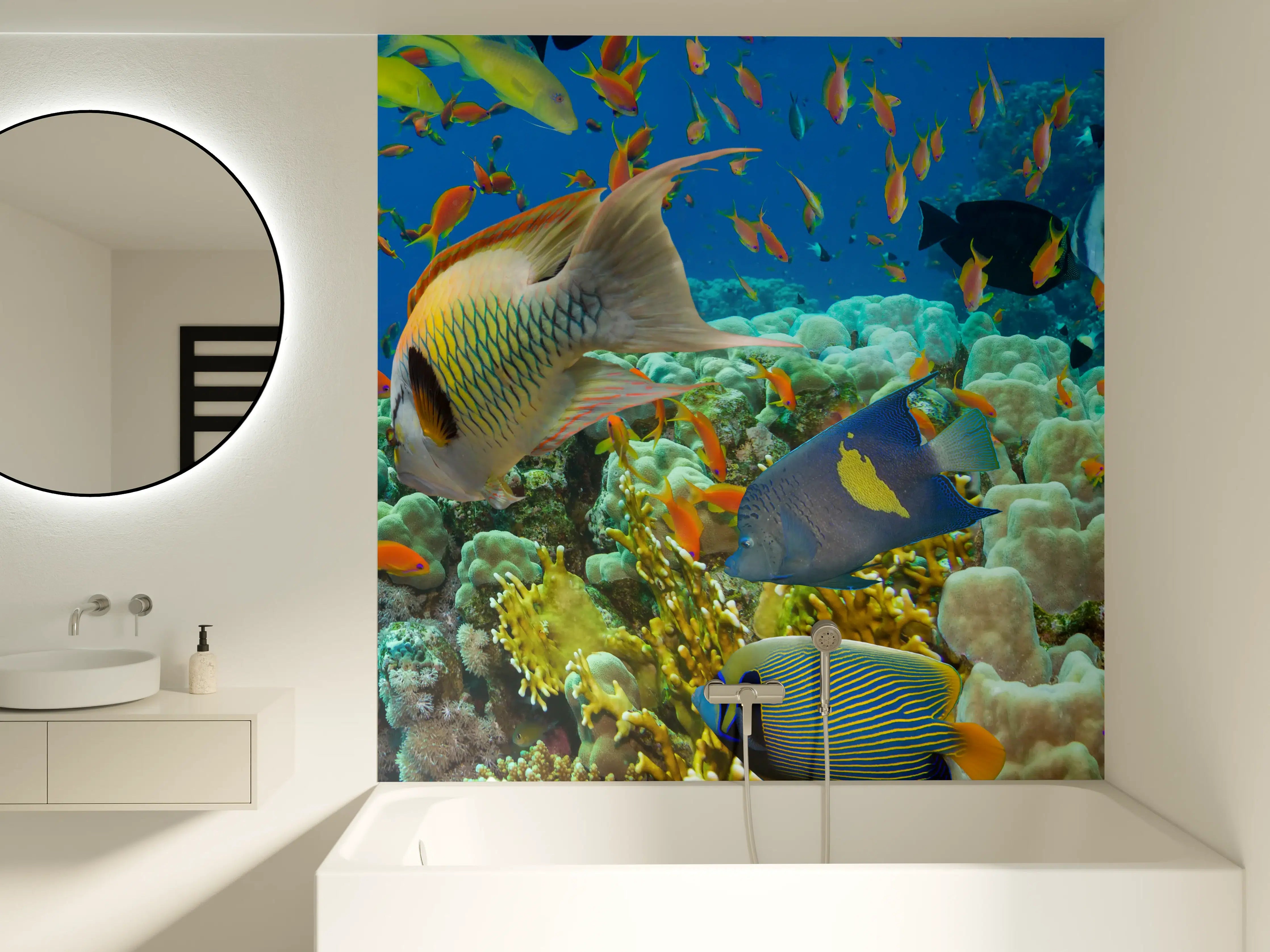 Badewannen-Rückwand - Buntes Korallenriff mit Fischen
