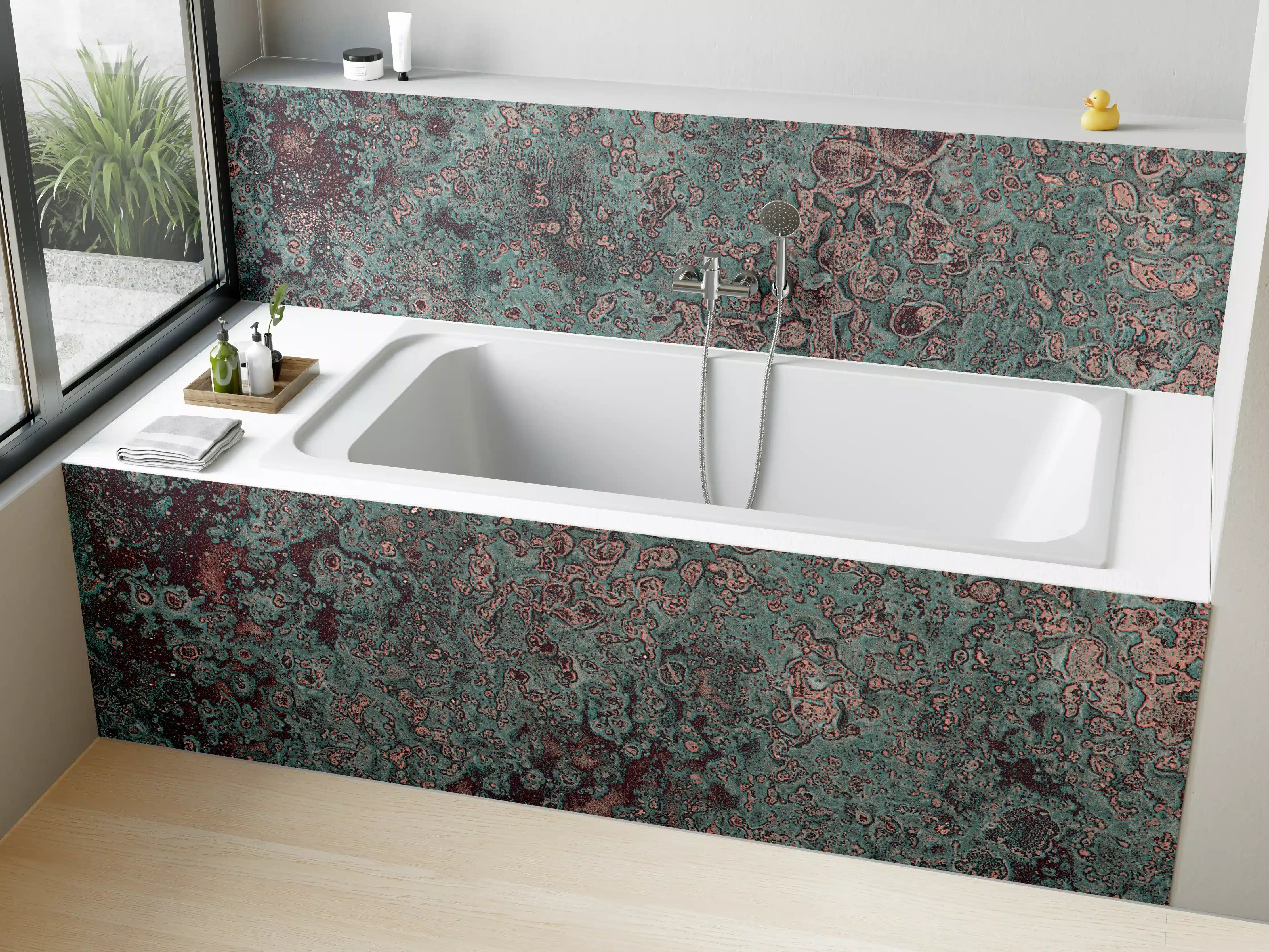 Badewannen-Rückwand - Buntes Marmor-Textur Design