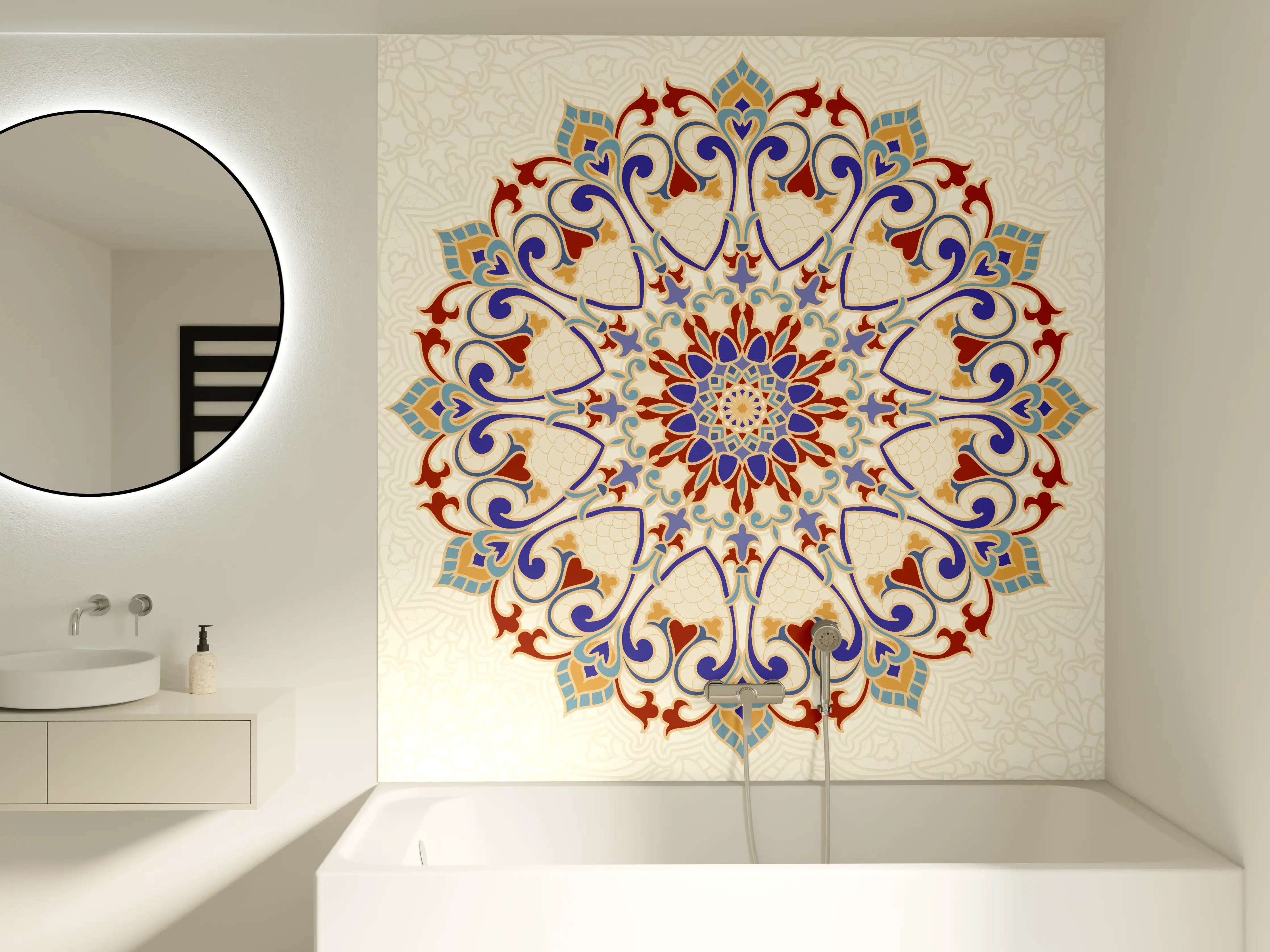 Badewannen-Rückwand - Buntes Mosaik Mandala Kunstwerk
