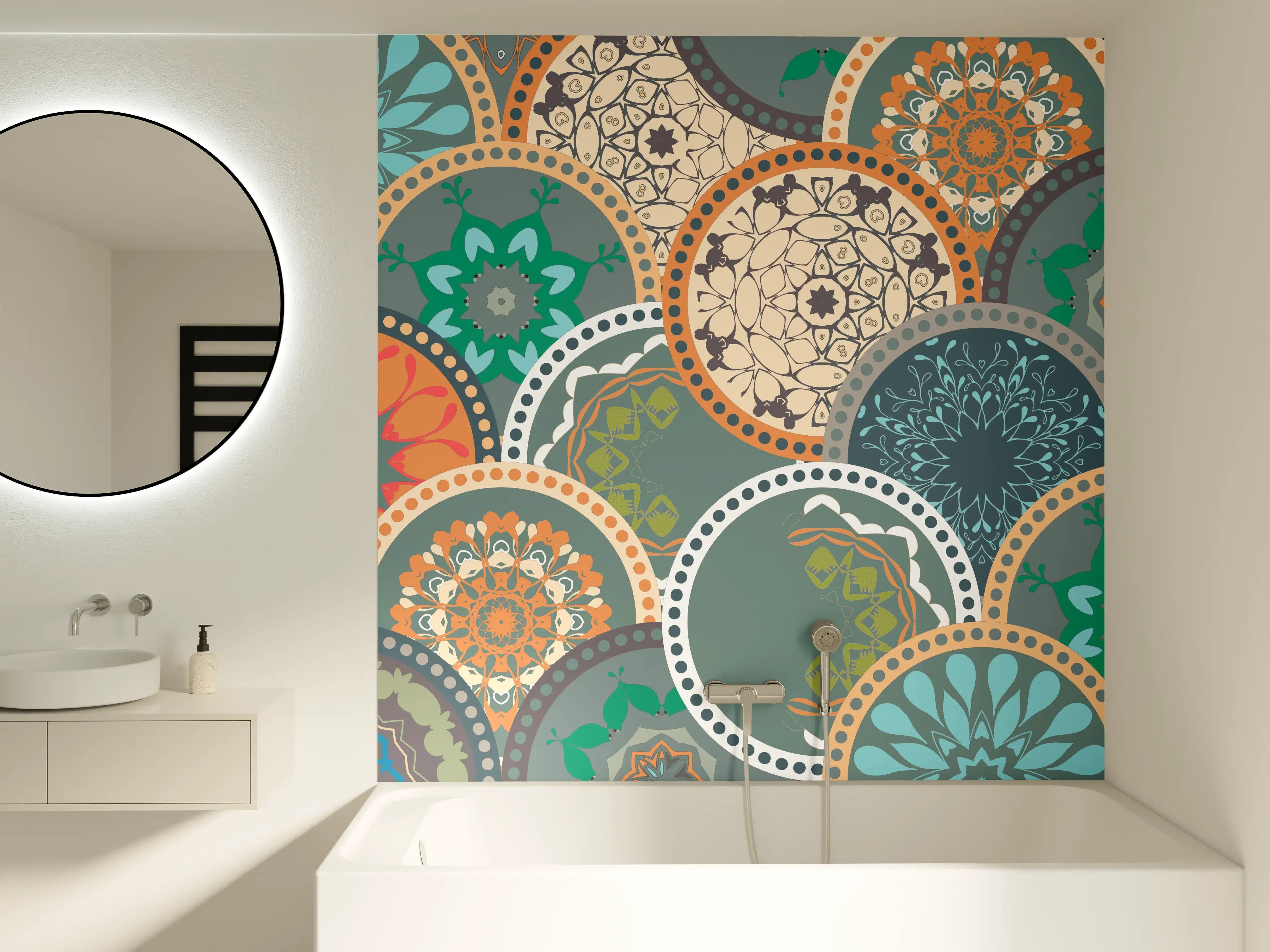 Badewannen-Rückwand - Buntes Muster Mandala Design