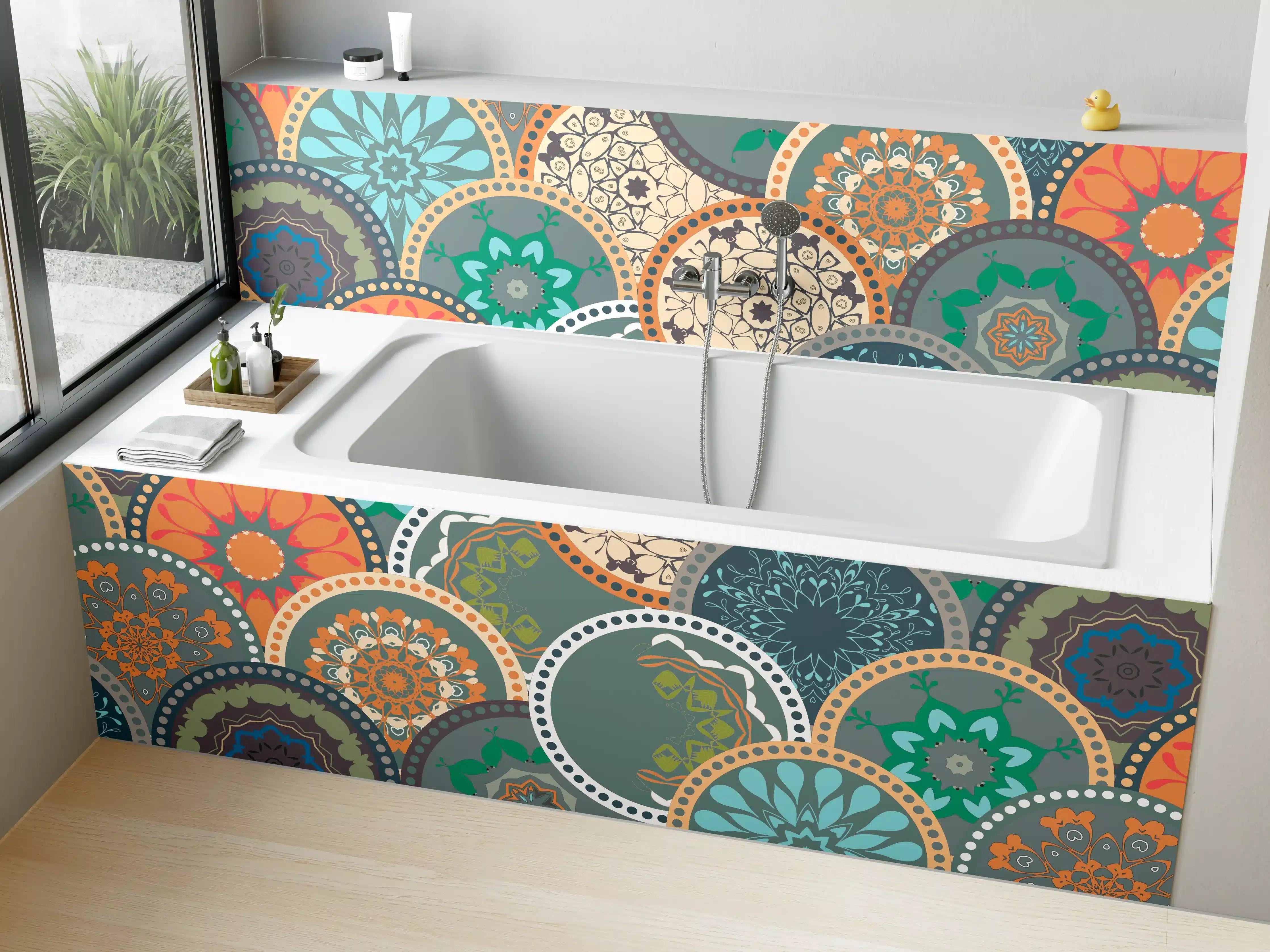 Badewannen-Rückwand - Buntes Muster Mandala Design